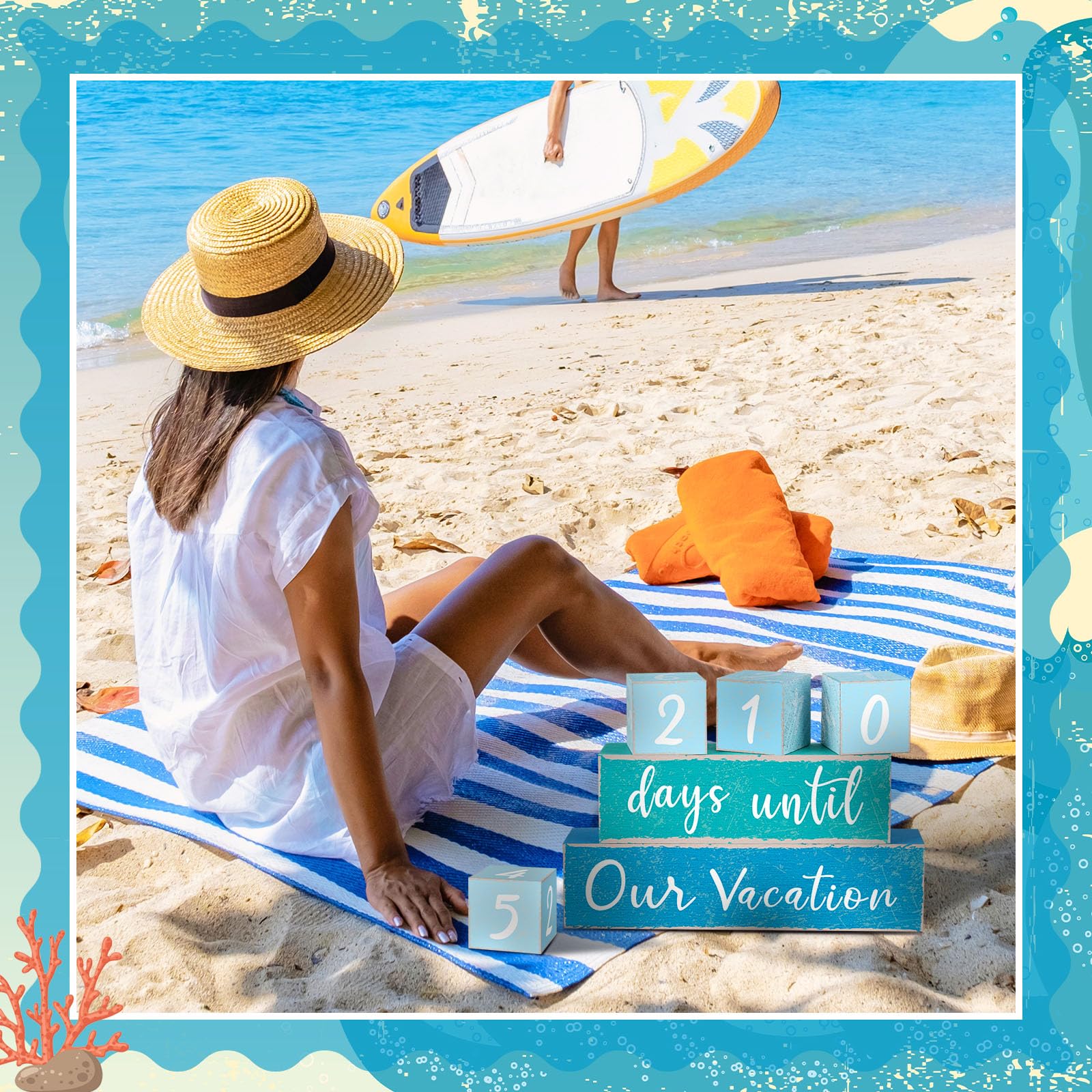 Amazon.co.jp: ラインシェーディング木製カウントダウンカレンダーブロック リバーシブルカウントダウンカレンダー オーシャンカレンダーブロック  記念日装飾 誕生日パーティー ホームデスクシェルフギャラリーテーブル装飾用 5個 : おもちゃ