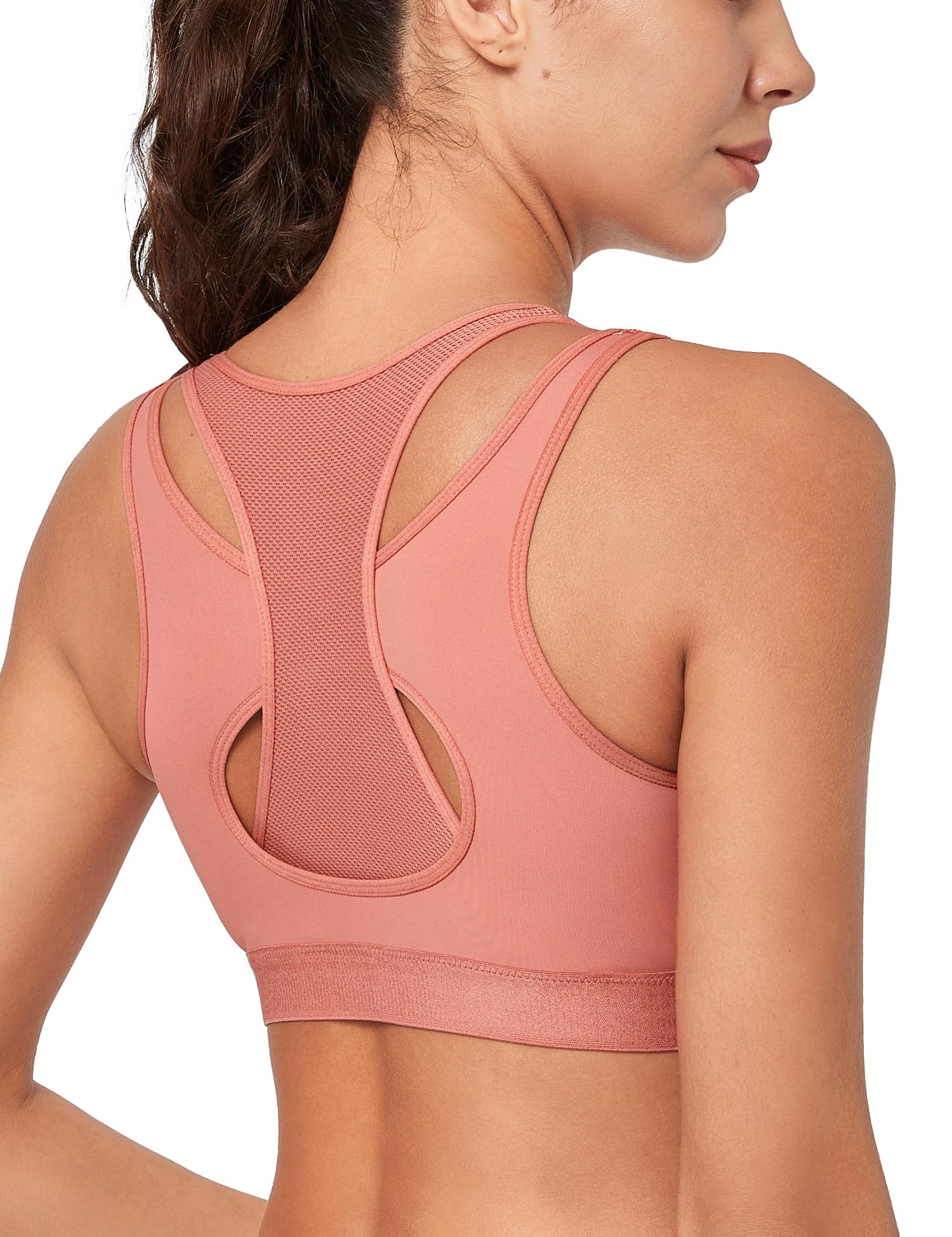 Yvette Soutien Gorge de Sport Femme Fermeture Avant Maintien Fort Grande Taille Rembourré Dos Nageur Fitness