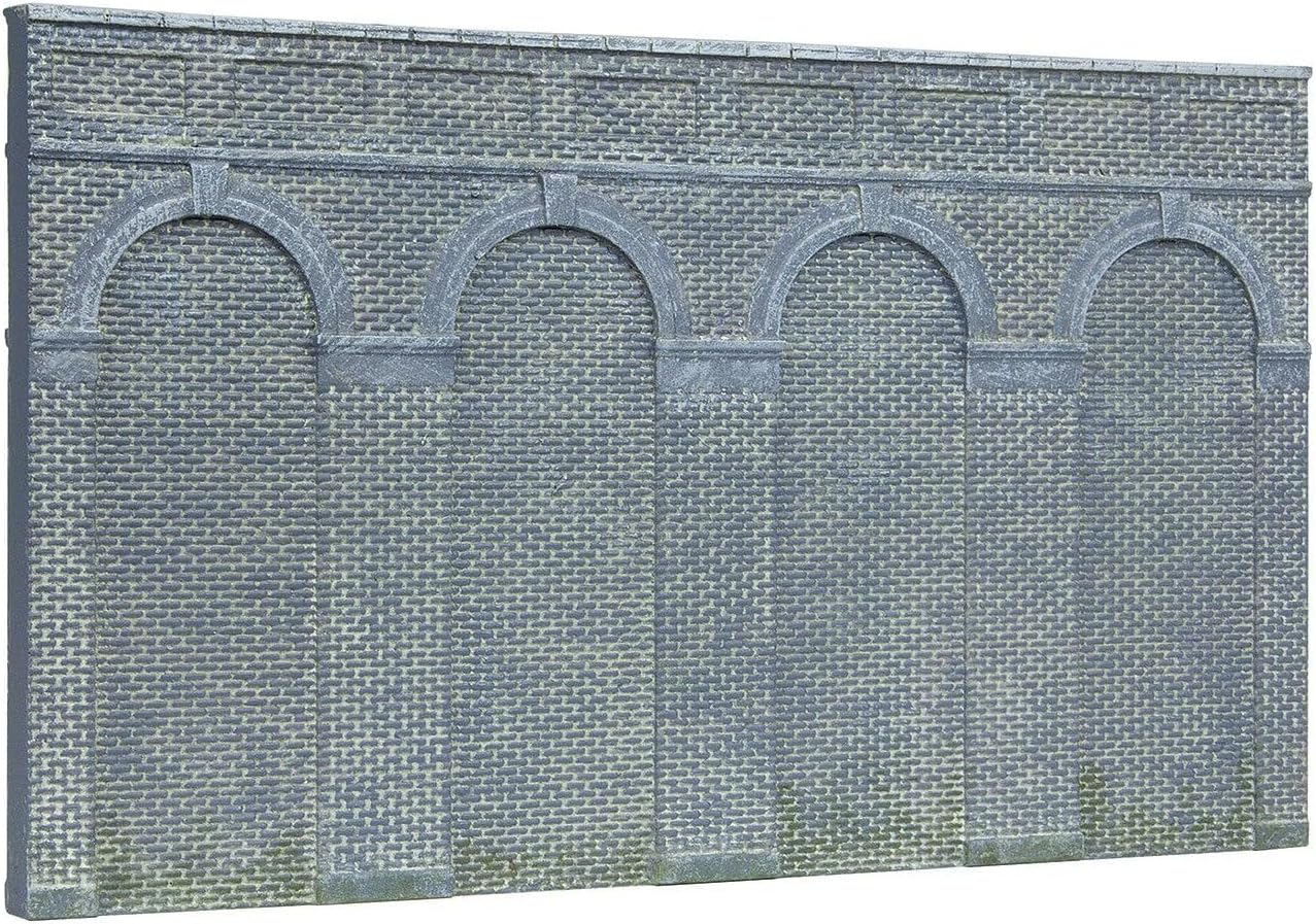 Hornby R7373 OO Gauge High Level Arched Retaining Blue Brick Walls x 2 - Model Railway Accessories, Miniature Diorama Scenery for Hornby Train Sets - Lifelike Building Models - Scale 1:76