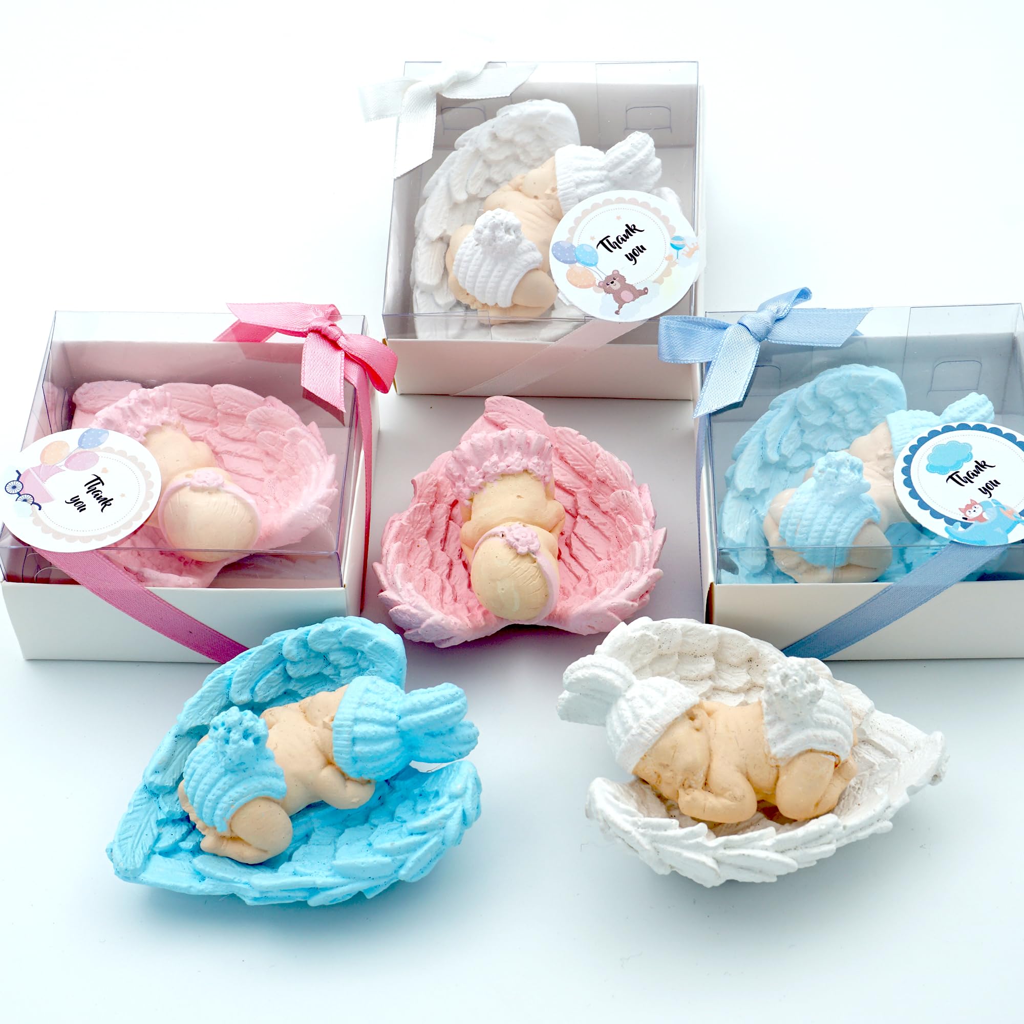 bomboniere battesimo, comunione, cresima, compleanno, 30 Pezzi Blu maschio. compleanno bimba bambina bambino, blanc, rosa decorativo pietra angelo festa del neonato (blu)
