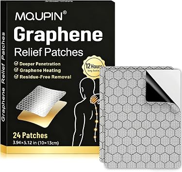 24PCS Graphene Self-Warming Herbal Patches, with Natural Warming Herbal & Far Infrared Heat, Ultra Strength Heat Patches for Muscle Joint of Knee Shoulder Neck Back