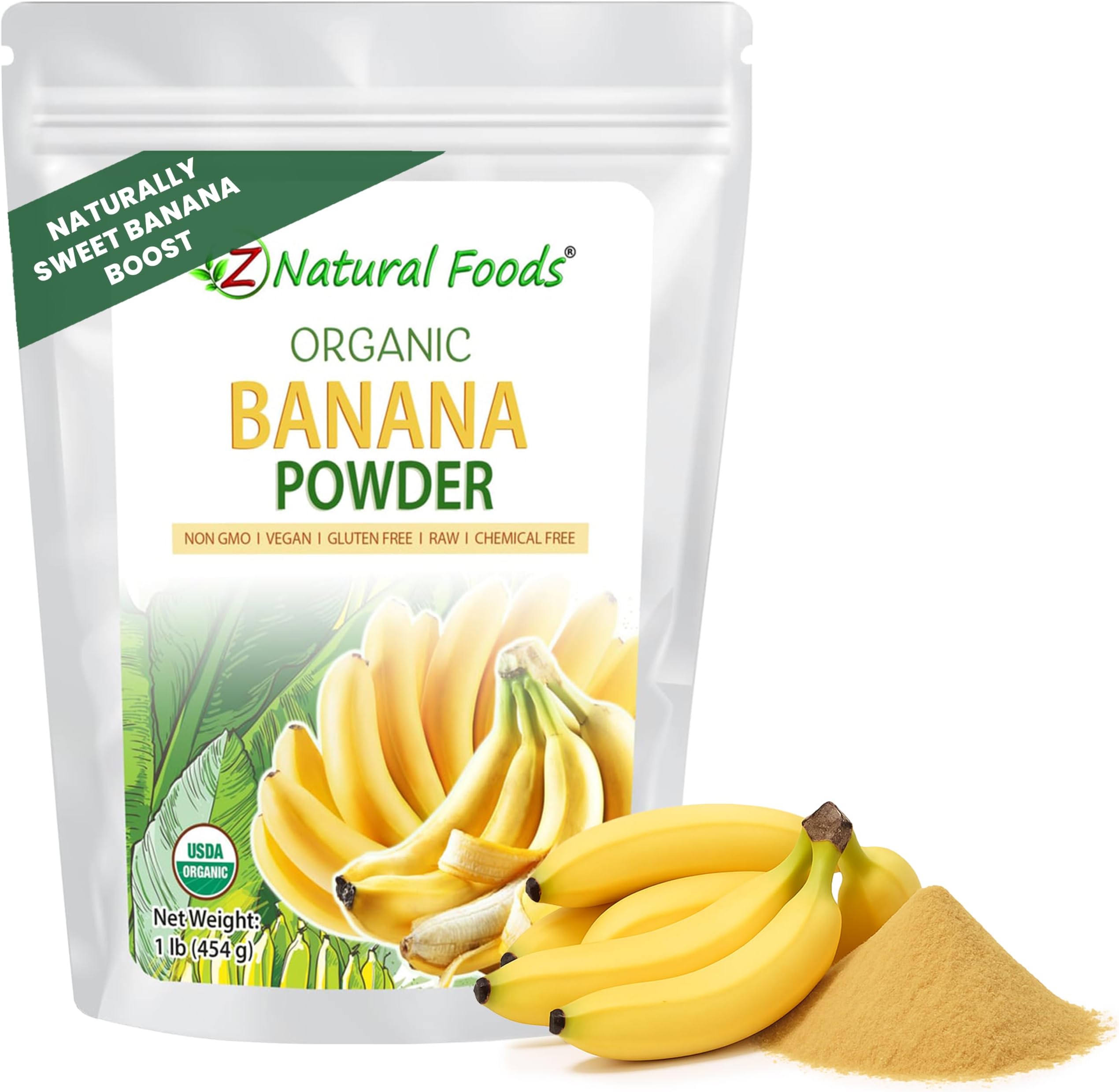 Z Natural Foods Organic Banana Powder - Vegan, Gluten-Free, Kosher, 1 lb