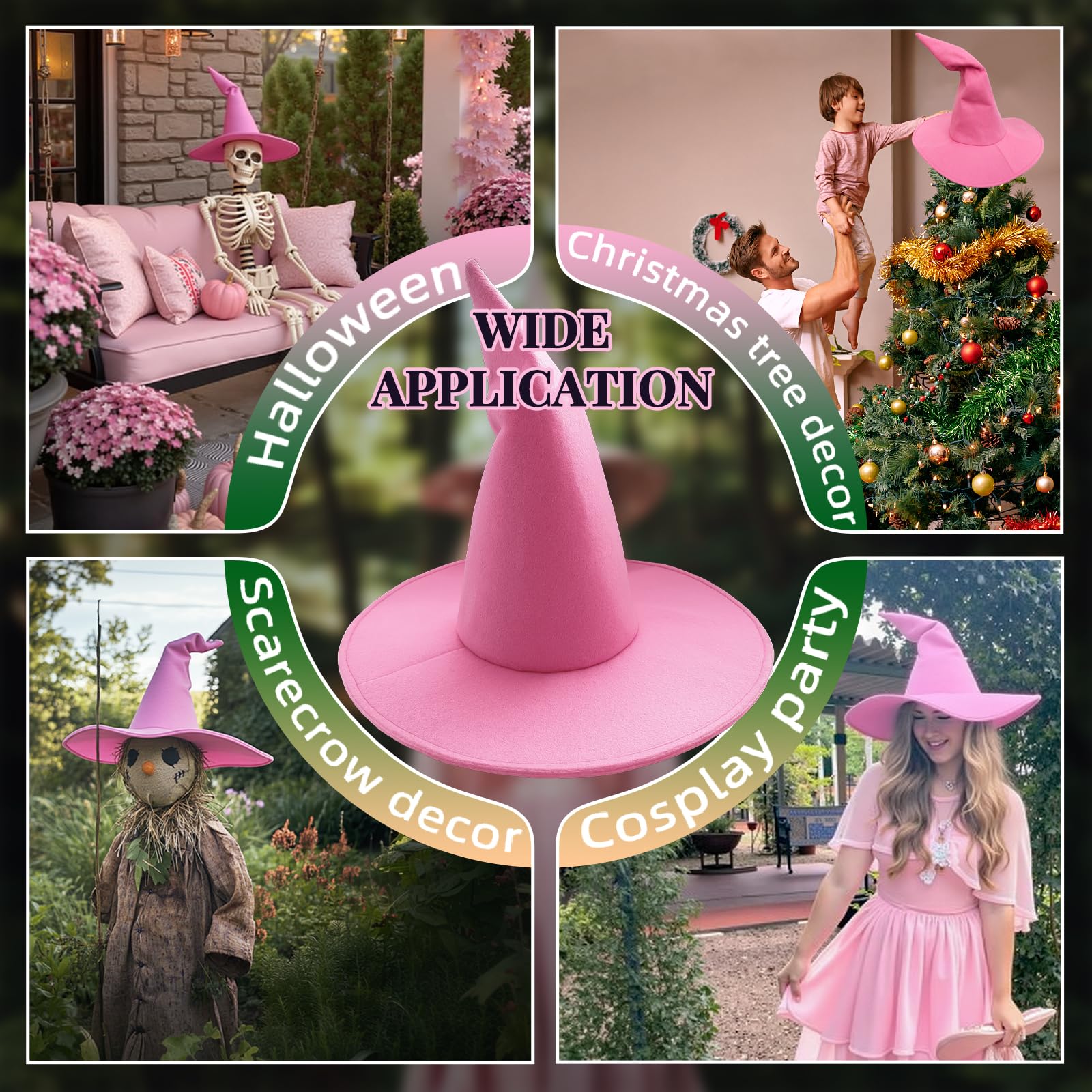 Witch Hat, 18IN Wizard Hat Cosplay Accessories for Halloween Costume Party Christmas Masquerade Carnivals: Pink