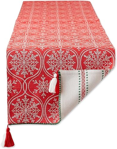 Miniatura 5 de DII Joyful Snowflakes Collection - Camino de mesa reversible de Navidad, 14 x 108 pulgadas