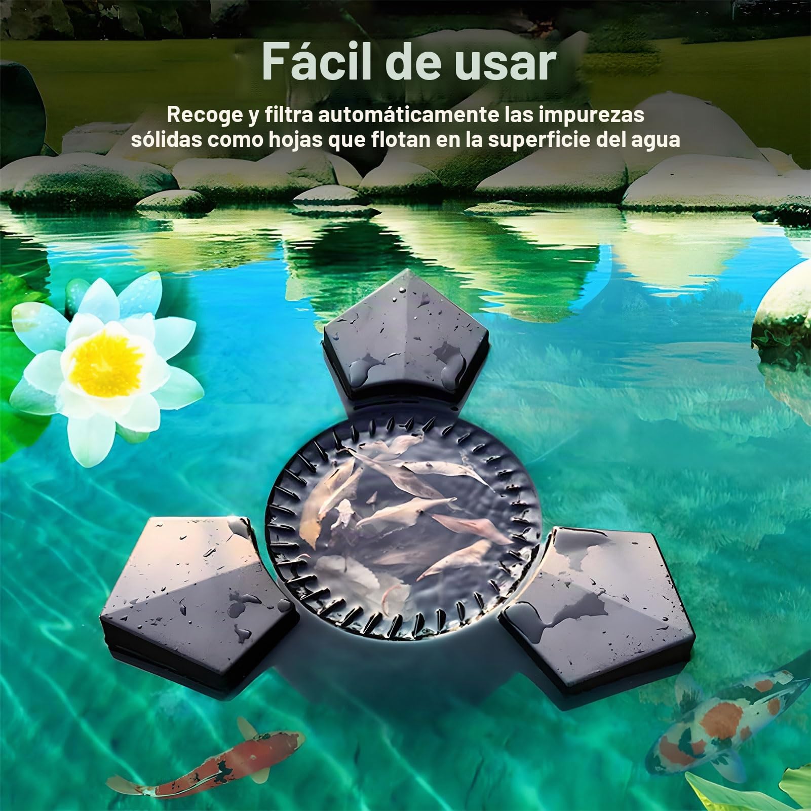 Skimmer flotante de succión, Skimmer flotante para estanque, limpiador automático de piscinas, extractor superficie de piscina, skimmer clarificador para estanque de peces, piscina y jardín 70W