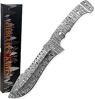Custom Hand Forged Damascus Steel Blank Blade Hunting Knife Damascus Blade Billet Camping, Survival, Collectors Knives Handmade Knife Making Supply - Hercules Knives