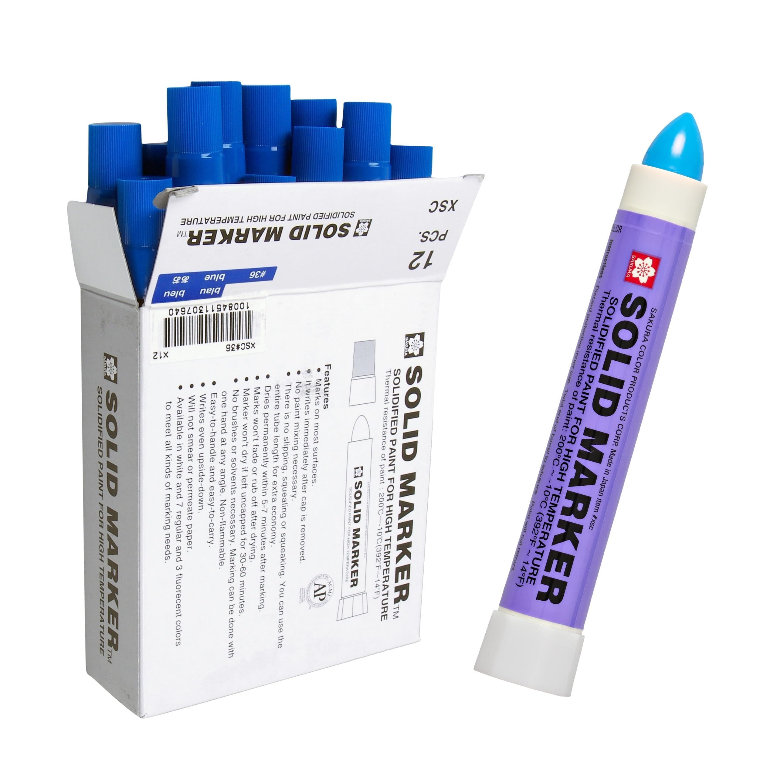 Sakura Solidified Paint Solid Marker (Box of 12), Blue, XSC-36
