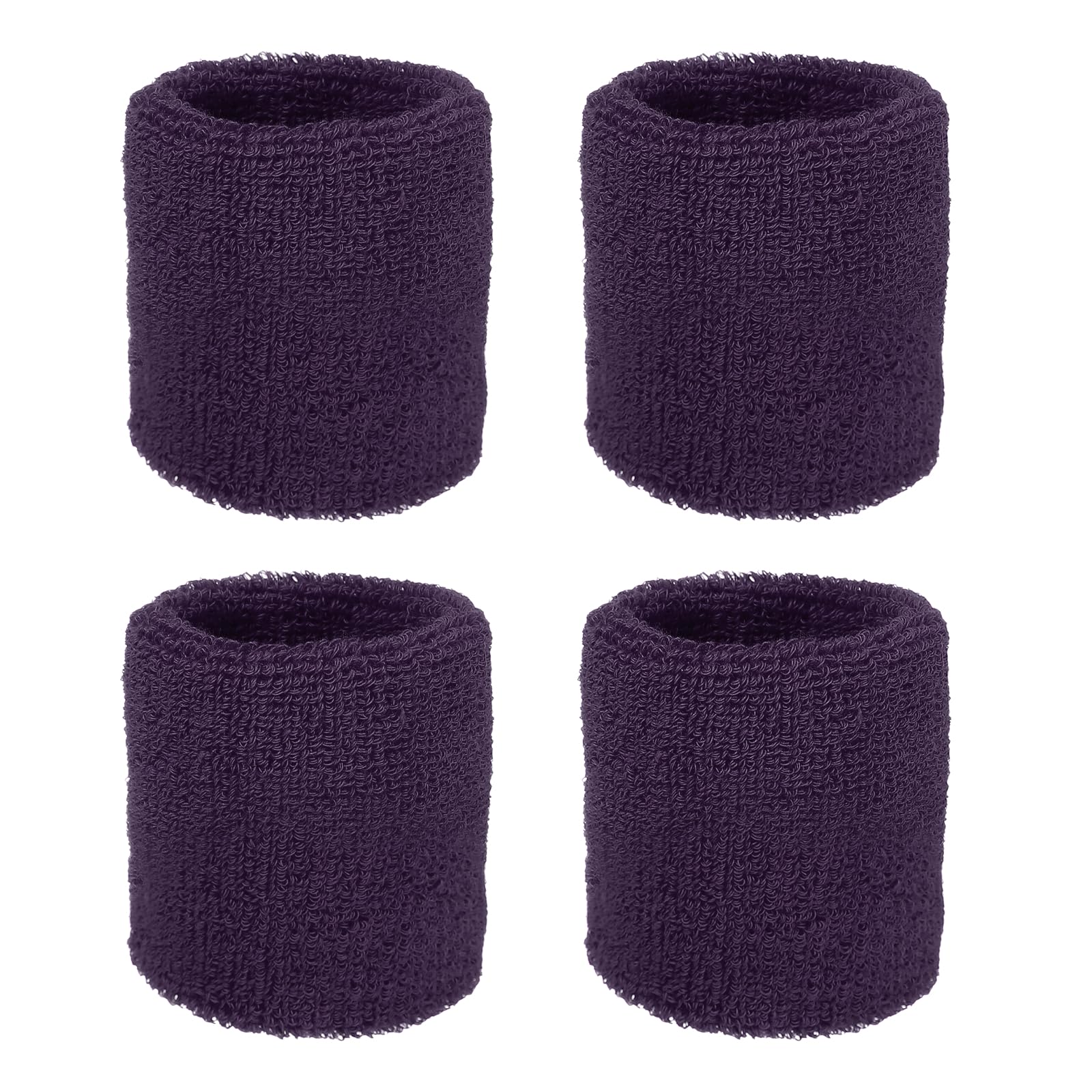 YELARXI Wristbands Sweatbands, Wrist Bands for Sweat Sports Wristbands 3x3 in & 4 Pack & Deep Purple-Fitting for (Tennis/Basketball/Football/Running/Working Out/Men & Women)