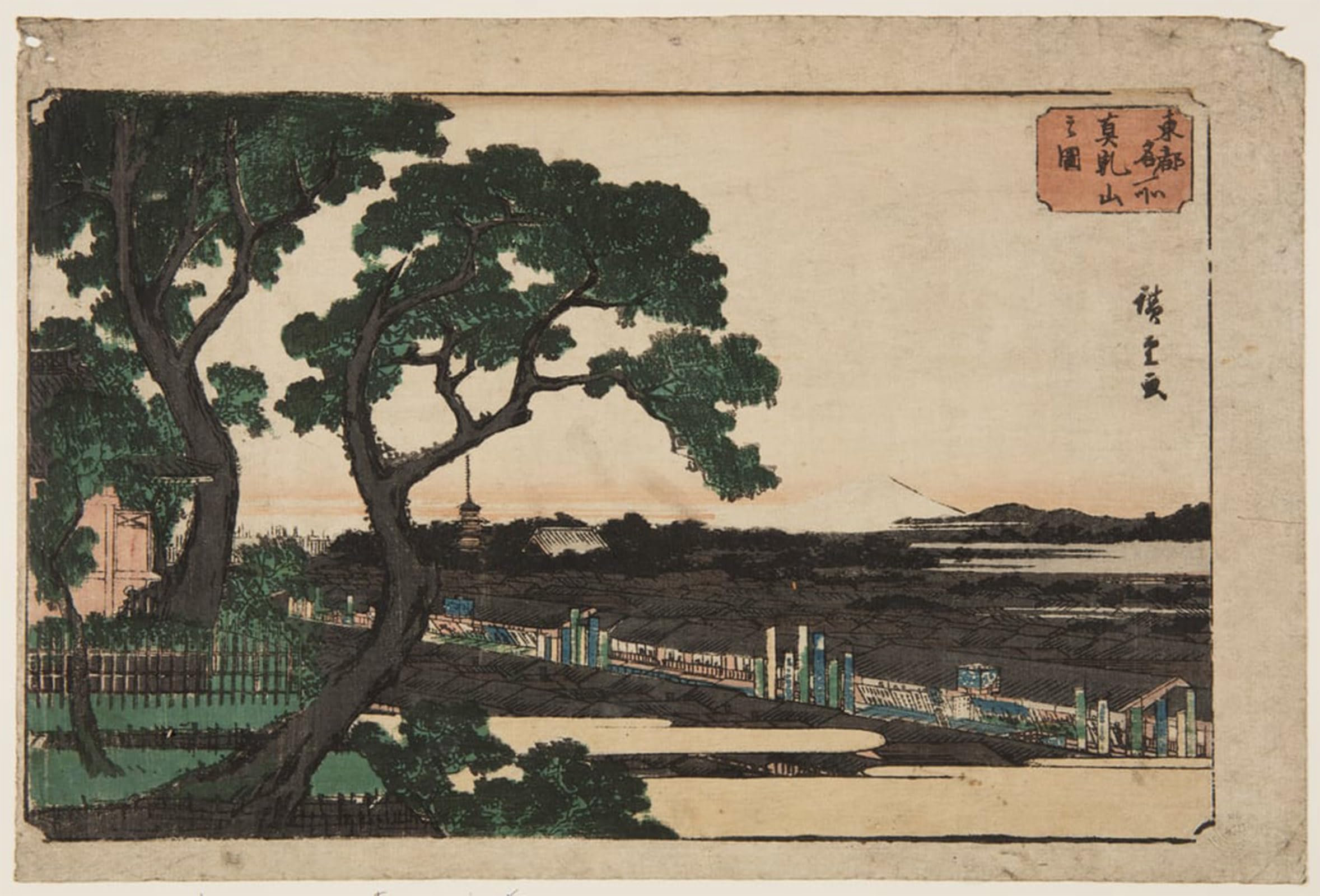 ARTXLXXBN Famous Prints Artwork Pictures Poster Painting Art View of Matsuchiyama by Utagawa Hiroshige Artwork Landscape Pictures for Home Decor 60x90cm