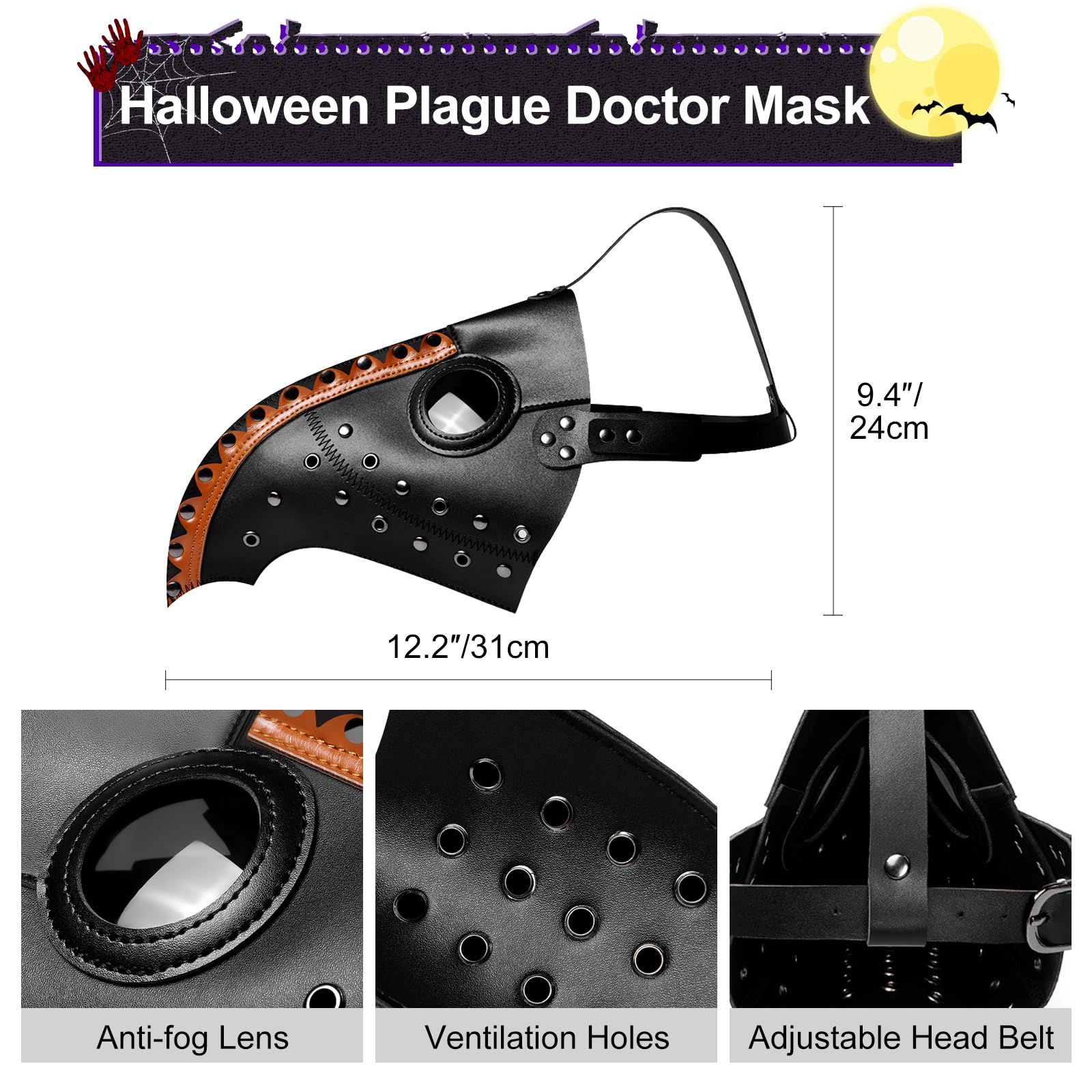 Halloween Plague Doctor Mask, Halloween Costume Props, Plague Doctor Costume, Steampunk Halloween Mask - Image 4