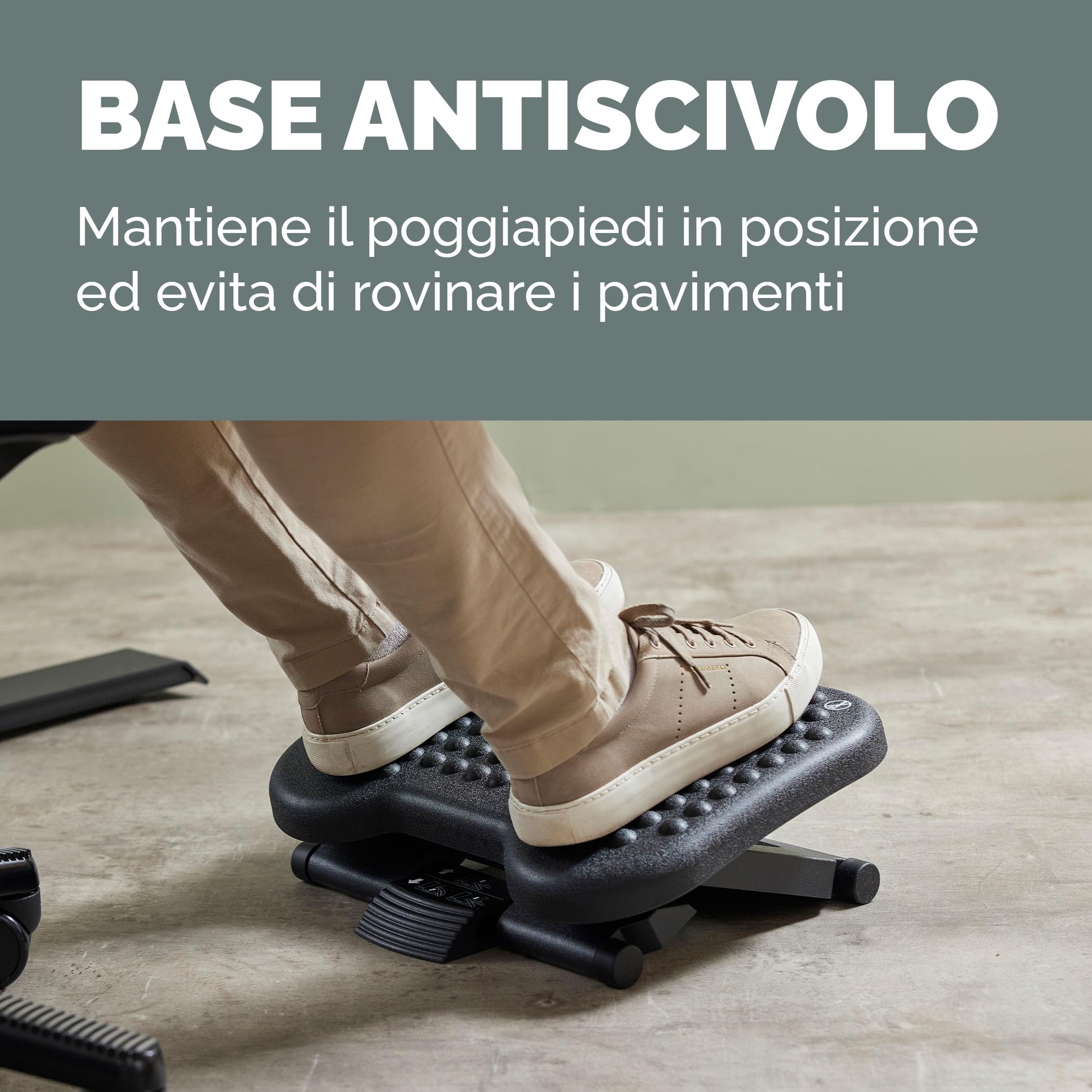Fellowes Everyday Plus Poggiapiedi ergonomico con base antiscivolo - Poggiapiedi da scrivania - Sgabello poggiapiedi per ufficio e casa - Nero