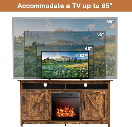 Miniatura 3 de Tangkula Soporte de TV con inserto de chimenea de 18 pulgadas, soporte de TV para chimenea de 58 pulgadas para televisores de hasta 65 pulgadas,