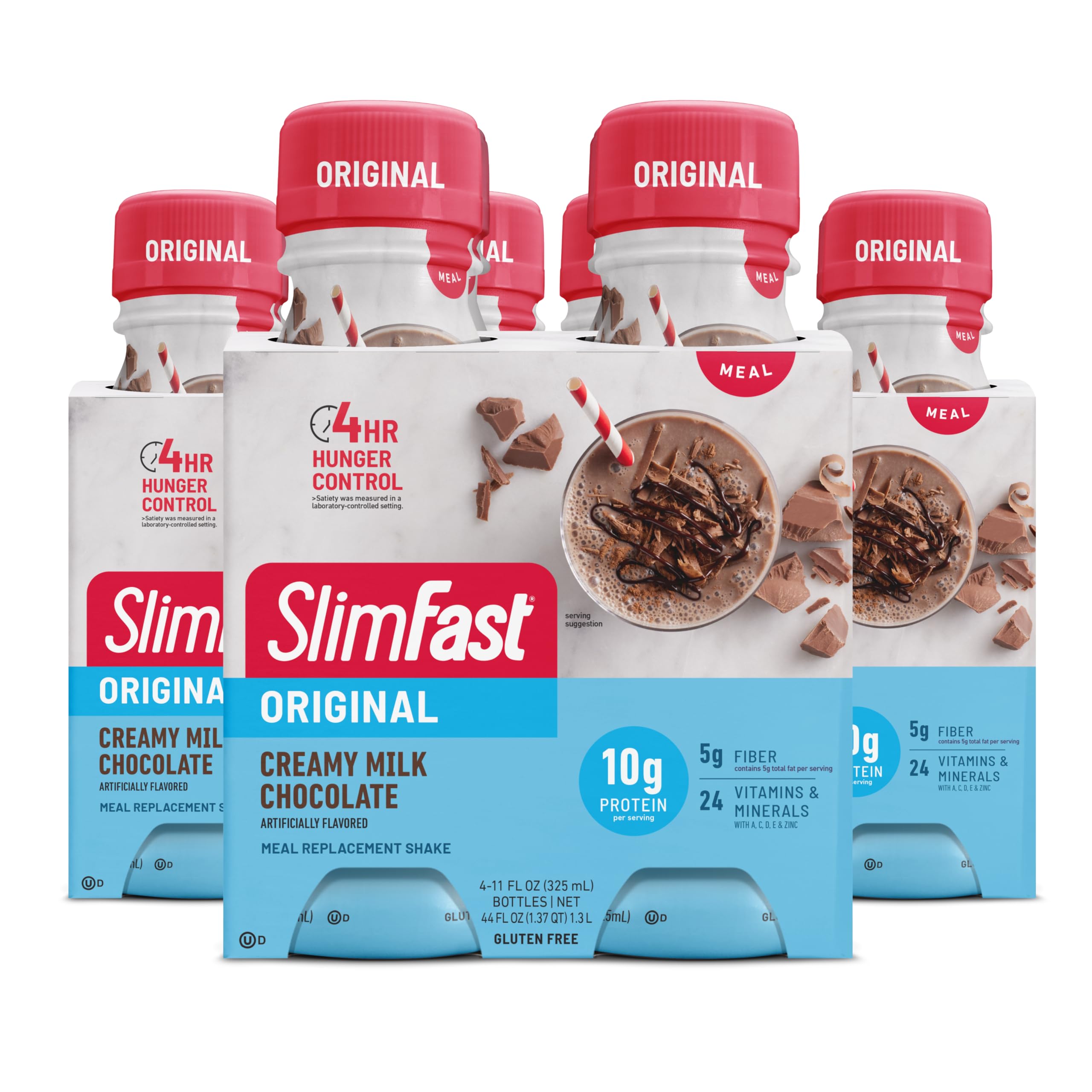 slimfast meal replacement shake original creamy milk chocolate 10g of ready to drink protein 11 fl oz bottle 4 count pack of 3 packaging may vary