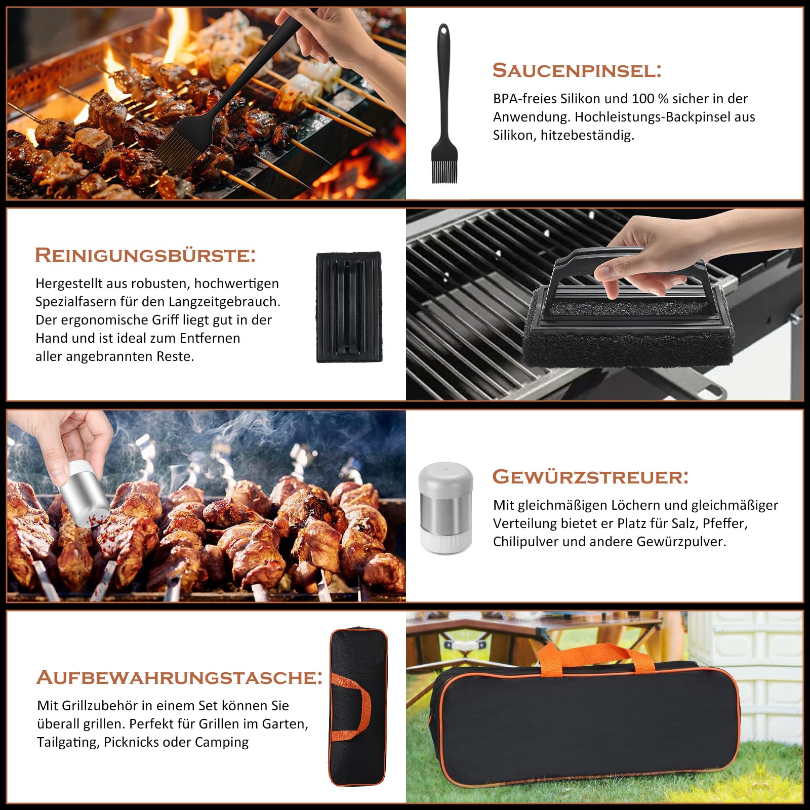 35 Stück Grillspachtel Set aus Edelstahl - Teppanyaki Grillschaufel Set, Smash Burger Set, mit Burger Glocke & Plancha Zubehör, für Grillen, Picknick, Camping
