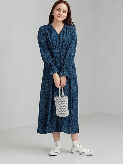 Amazon Co Jp グリーンレーベルリラクシング Cfc レトロ フラワー ワンピース 7500 レディース コバルト 75 Free 服 ファッション小物