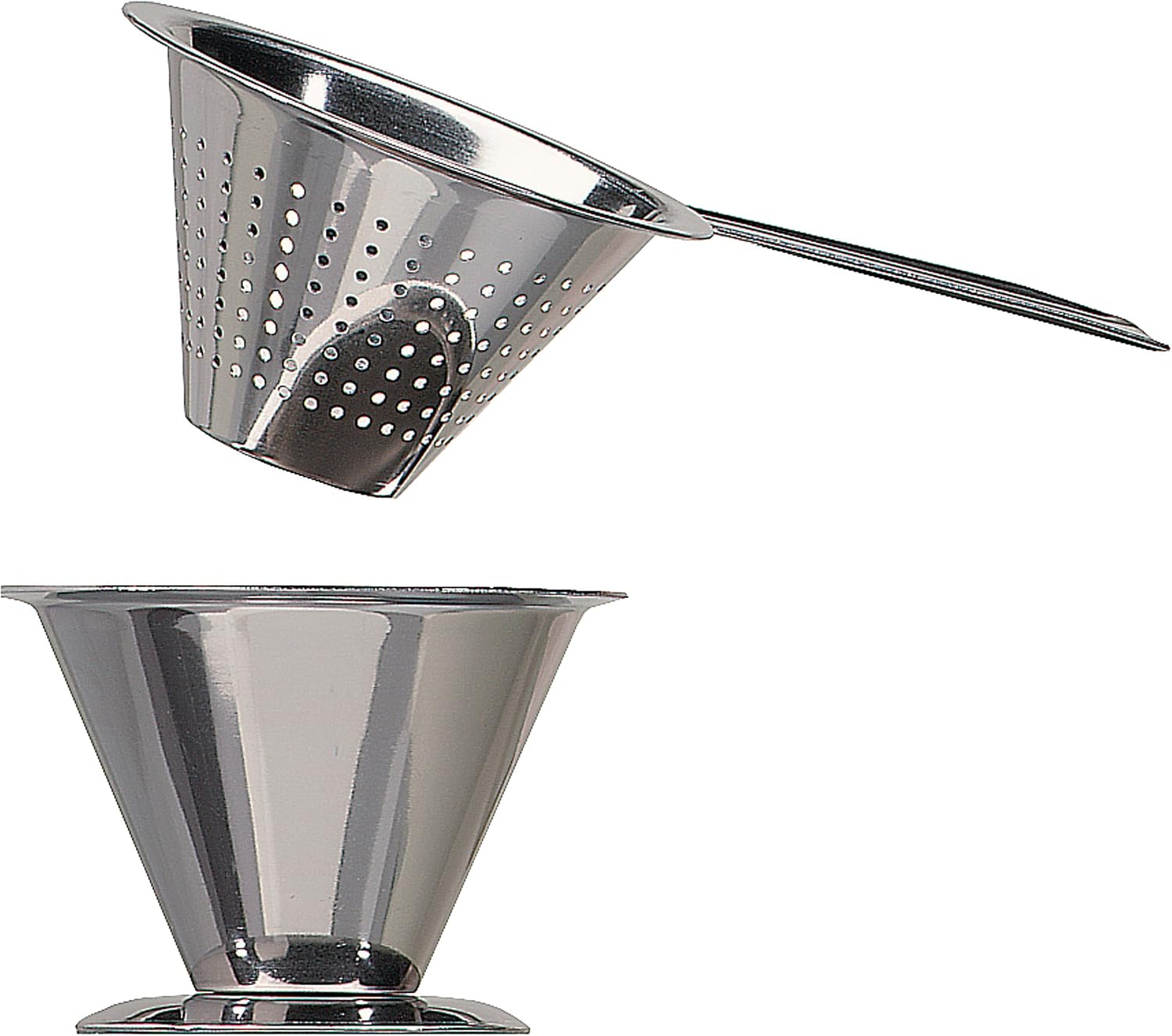 Linden Sweden Traditional Swedish Tea Strainer with Cup - Loose Tea Steeper Made to Fit a Wide Variety of Teacups and Teapots - Made in Sweden - Heavy-Duty Stainless Steel - 2 3/4" x 2 3/4" x 2"