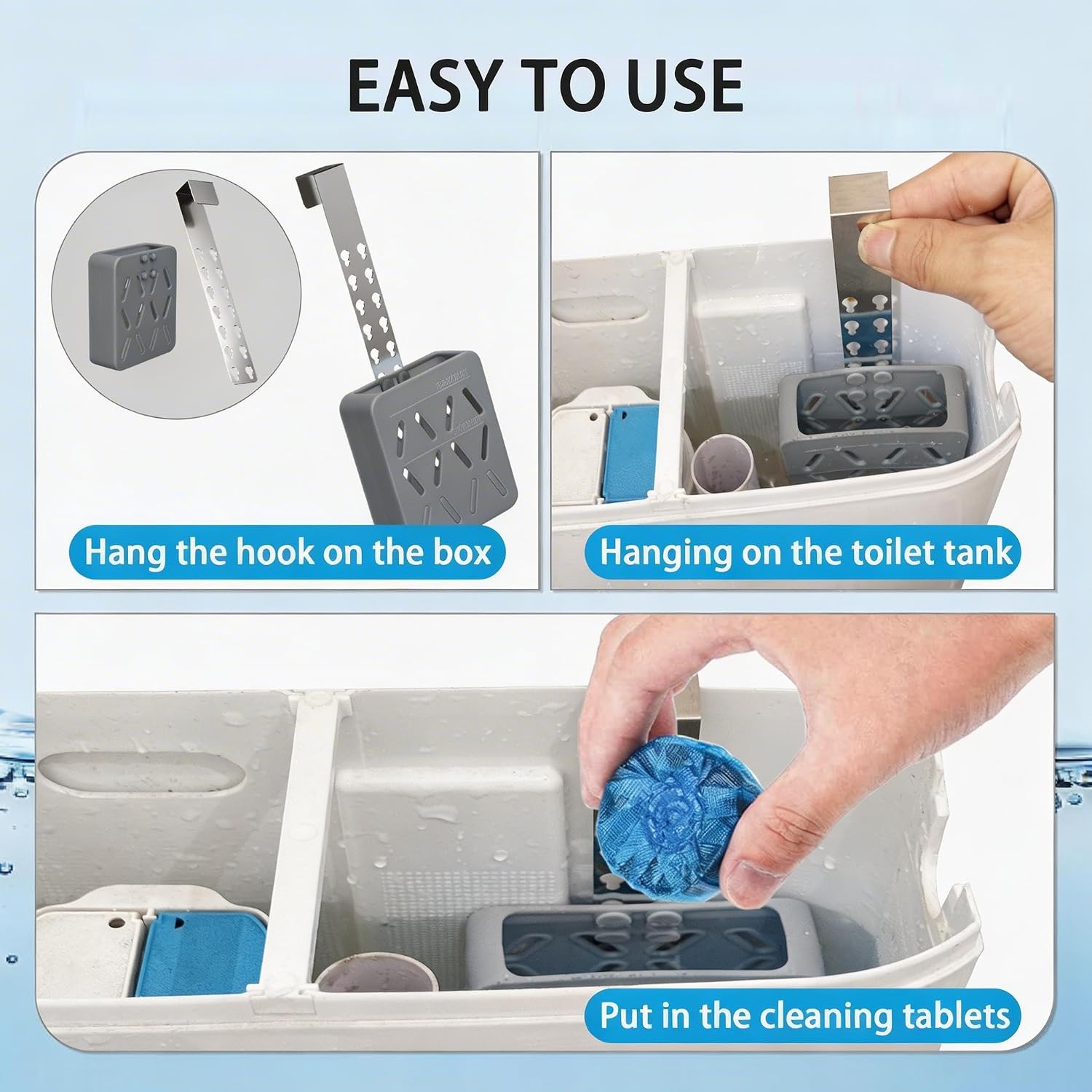 Toilet Tablet Holder for Inside Tank, Adjustable Hanging Toilet Tank Caddy image 3