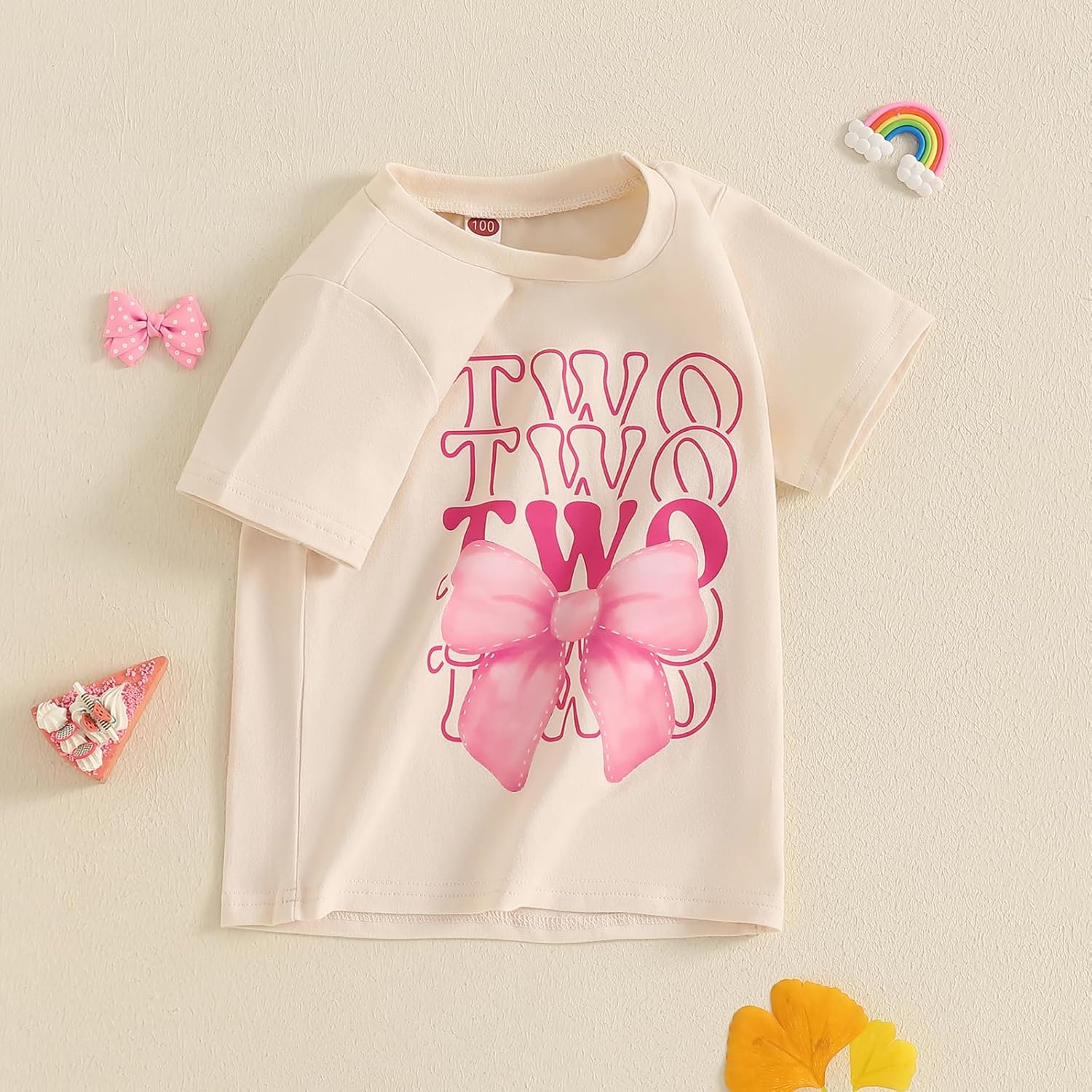 Toddler Baby Girl 1st 2nd 3rd 4th Birthday Outfit Bow One Two Three Four Year Old Short Sleeve T-Shirt Summer Clothes - Image 6