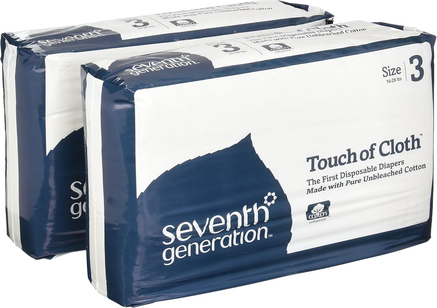 Seventh Generation Touch of Cloth Diapers for Size 3, 76 Count