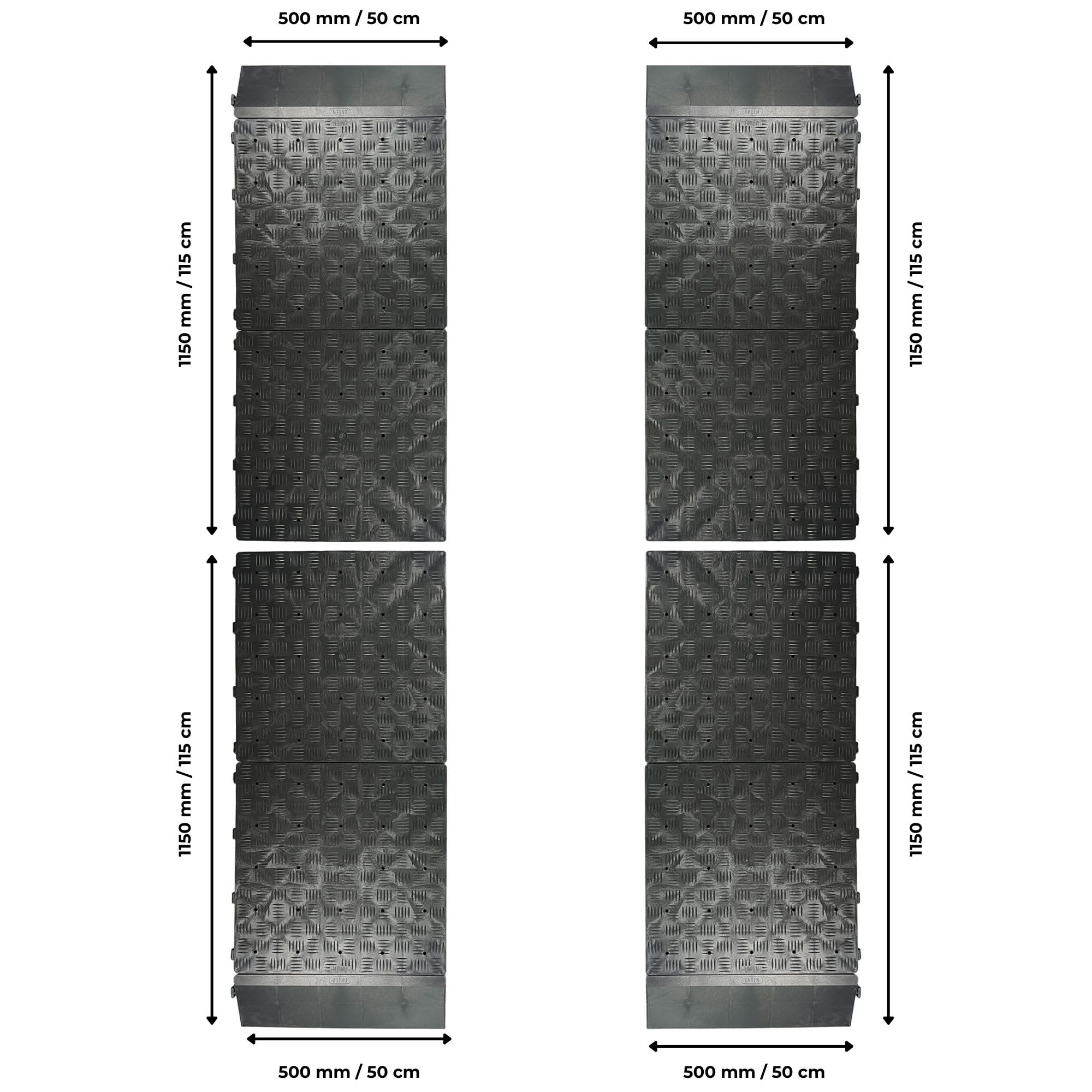 Auffahrrampen Set mit Antirutschmatten für Scherenhebebühne Überfahrrampen Rampe (4er Set)