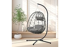 Hangout in Comfort: Patio Wicker Hanging Egg Chair, 350lbs Capacity, Your Perfect Outdoor Swing