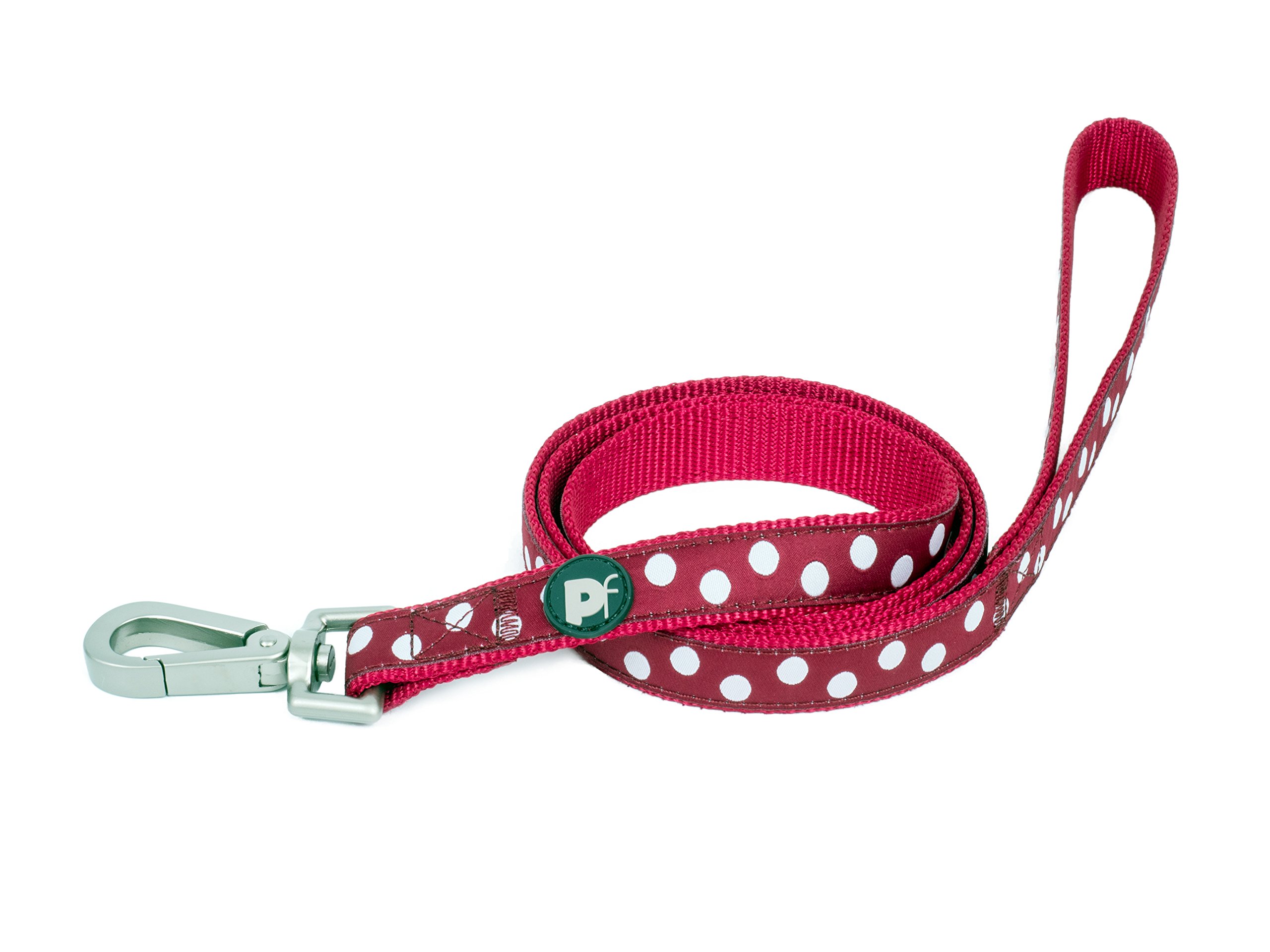 Petface White Dots Pattern Dog Lead, Medium, Cherry
