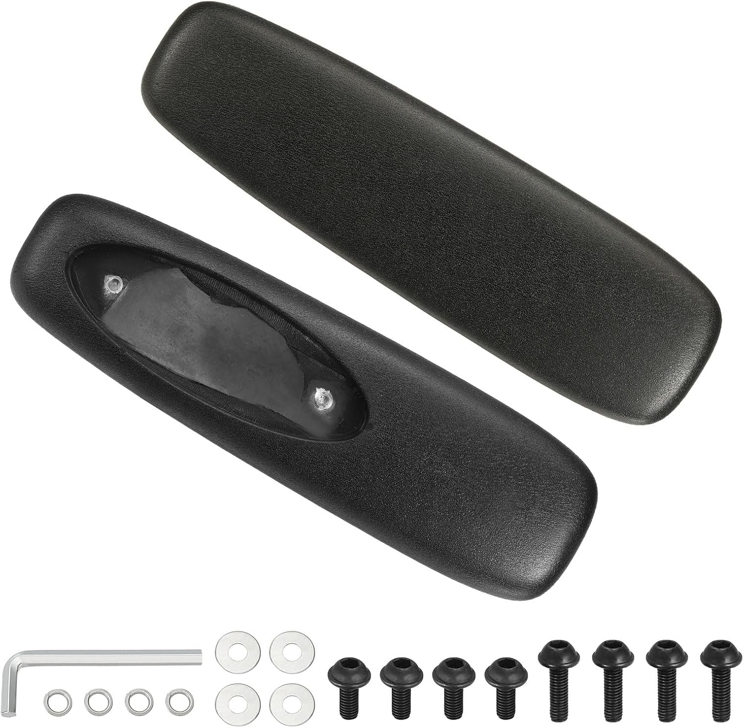 PATIKIL 1 Pair Office Chair Arm Rest Replacement, Leather Office Chair Arm Pads Cover PU 4" Mounting Hole with Screws for Gaming Chairs Wheelchair Armrest, A020, 265x80mm