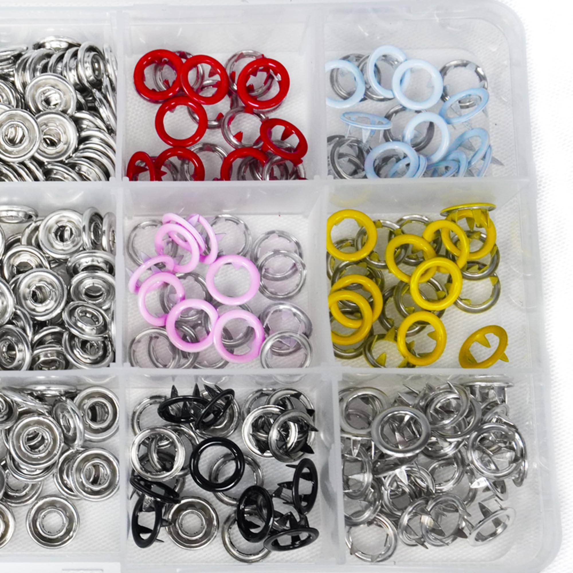 WedDecor 4 botones de presión de 9,5 mm, 120 botones de metal sin costura, juego de troqueles de fijación para reparación de ropa, artesanía en cuero, costura, chaquetas, camisas, baberos, proyectos