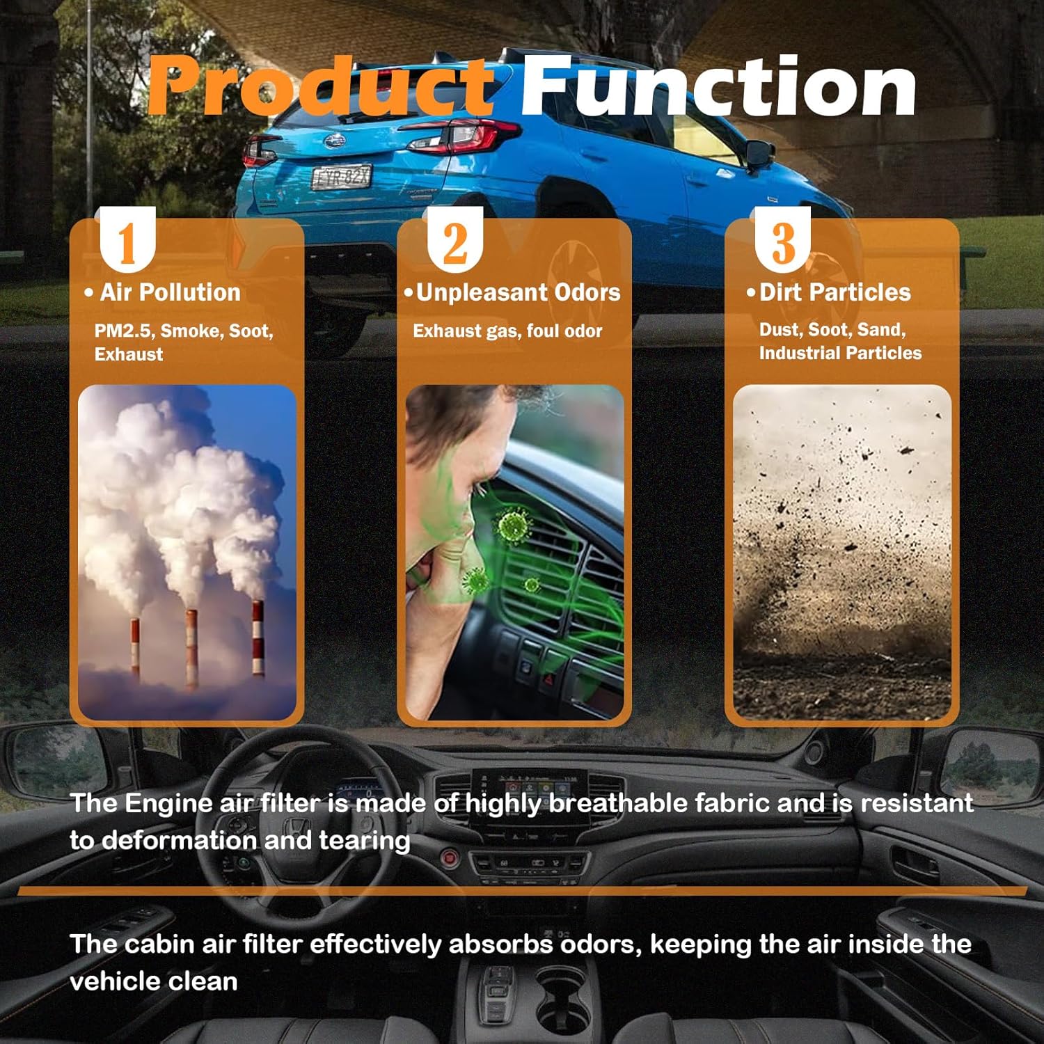 Kefly 16546AA16A Engine Air Filter & 15208AA21A Oil Filter & CF12157 Cabin Air Filter Fit for 2018-2025 Subaru Crosstrek, 2020-2025 Outback, 2020-2025 Legacy, 2019-2025 Ascent, 2017-2025 Impreza