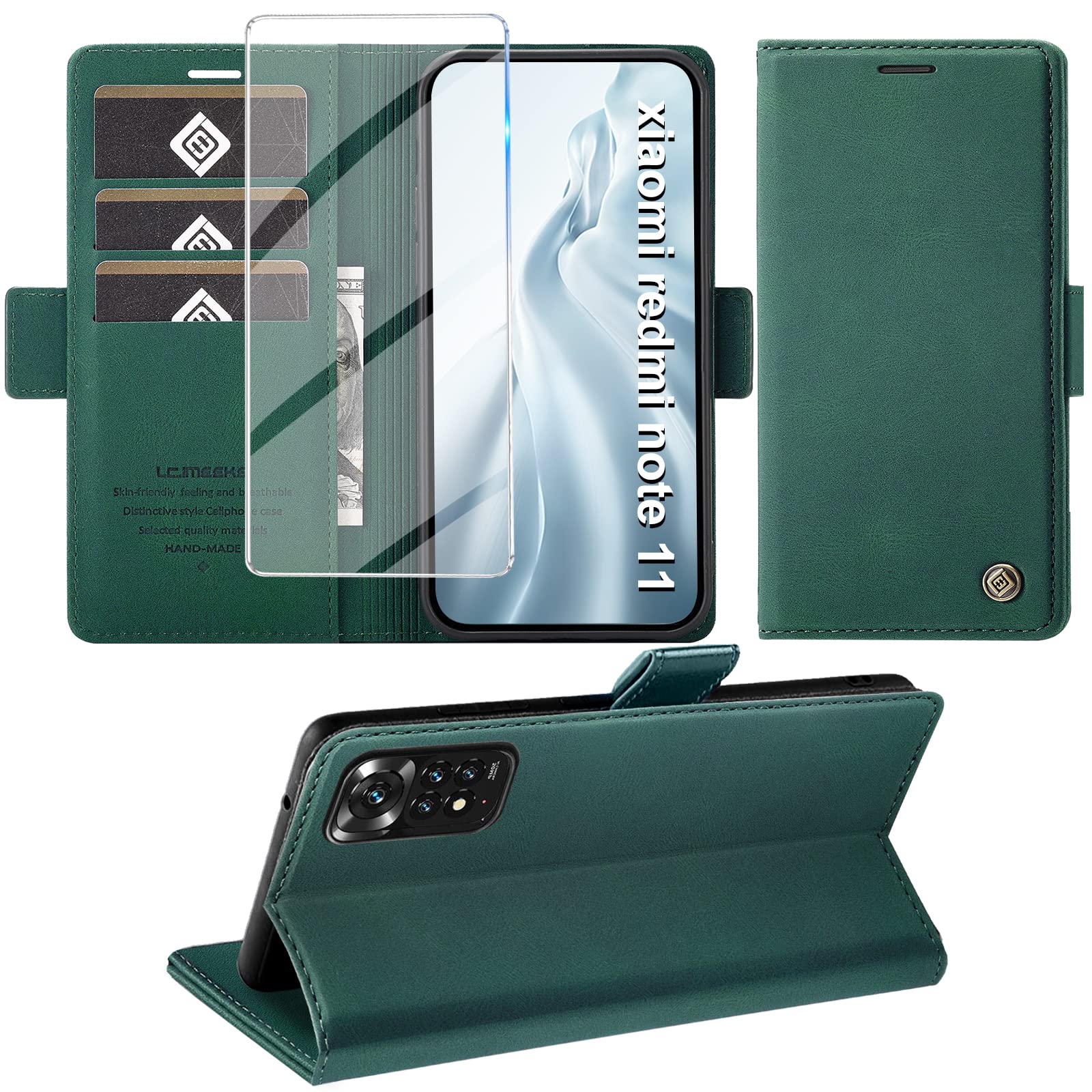 Custodia A Portafoglio In Pelle Per Xiaomi Redmi Note 11 / 11S - Scomparti Carte E Contanti, Chiusura Magnetica, Colore Bordeaux - 3