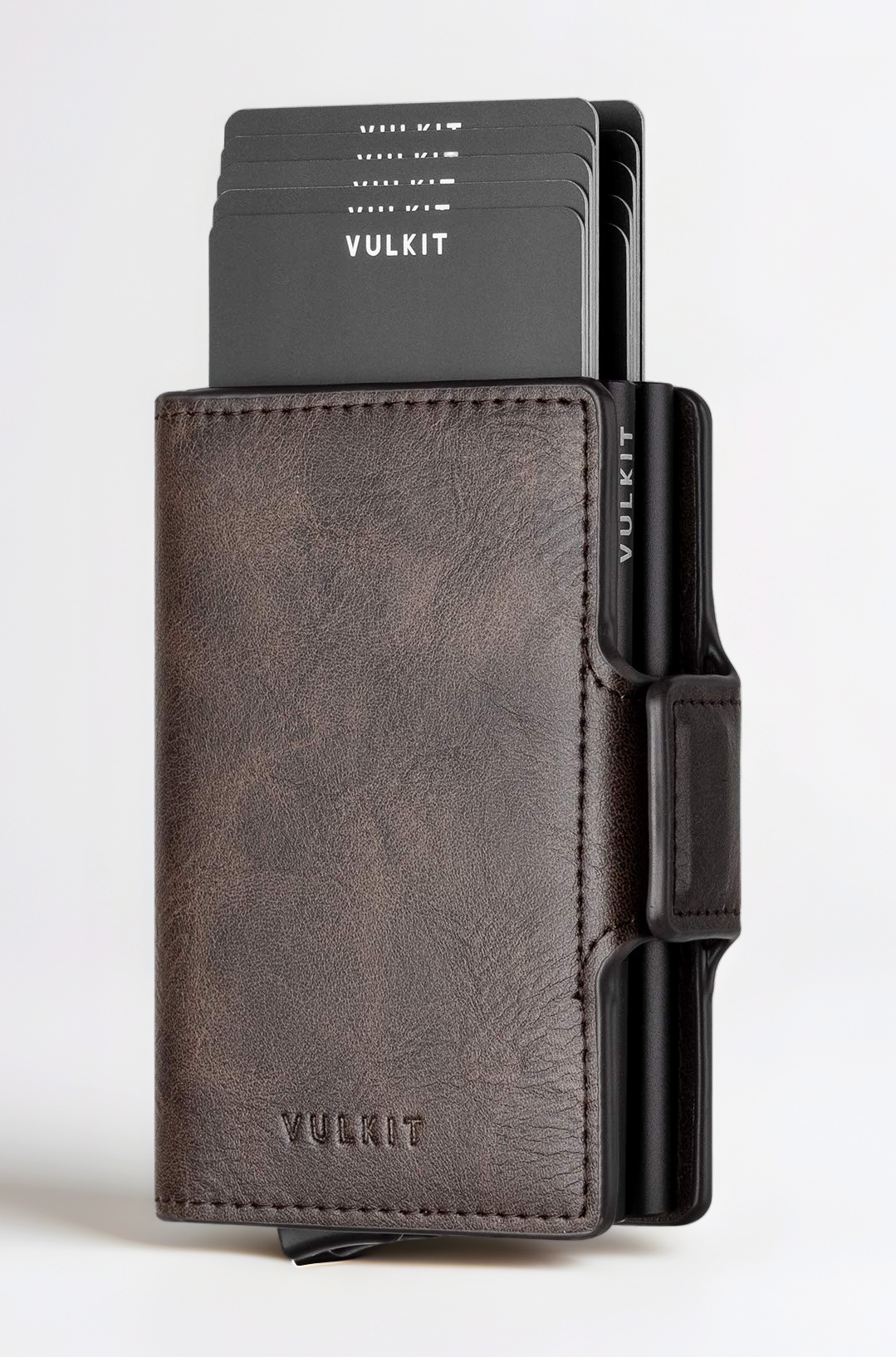 Credit Card Holder Leather Men's Wallet Mini Wallet Pop Up with RFID Protection & 2 Slots for 5-7 Cards & Banknotes, S2 Espresso, M, Classic