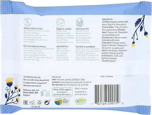 Miniatura 7 de Natracare toallitas íntimas de algodón orgánico, 12 unidades, 0782126200150, paquete de de 1, 1