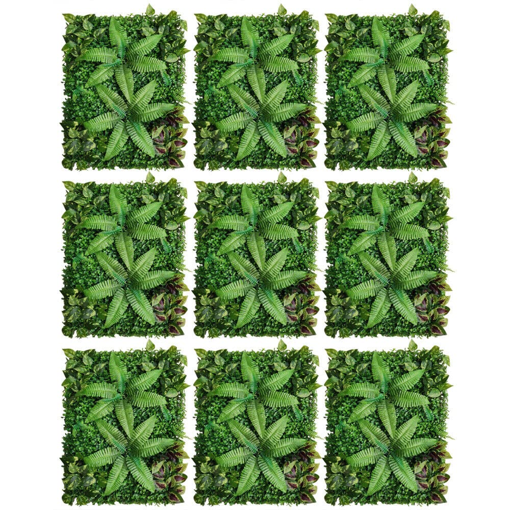 9 Tabletten Simulation Pflanzenwand, 40x60cm Miniaturgarten, DIY Garten Deko, Kunstrasen Miniatur Moos Für Garten Hochzeit Wanddekoration Und Hausgarten Indoor Outdoor Decor, 247 Gabeln,Grün