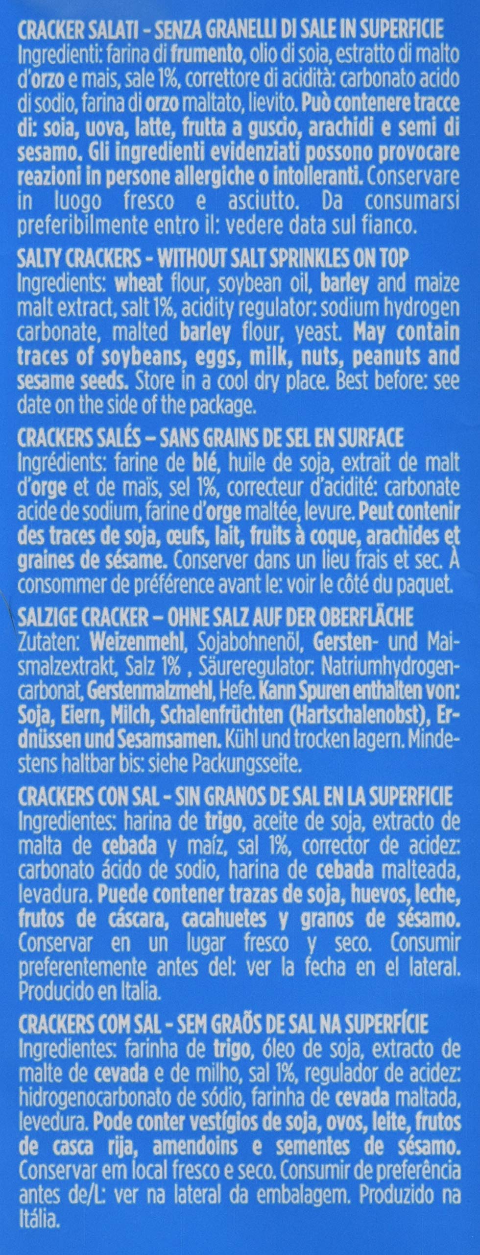 Pavesi Lot de 12 rackers Gran Bleu 560 g Snack salé, Multicolore, Unique