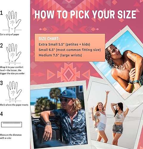 Miniatura 5 de Pulsera Southwestern para hombres, mujeres y adolescentes - Cómodo estampado tribal y bohemio - Pulsera reversible estilo occidental