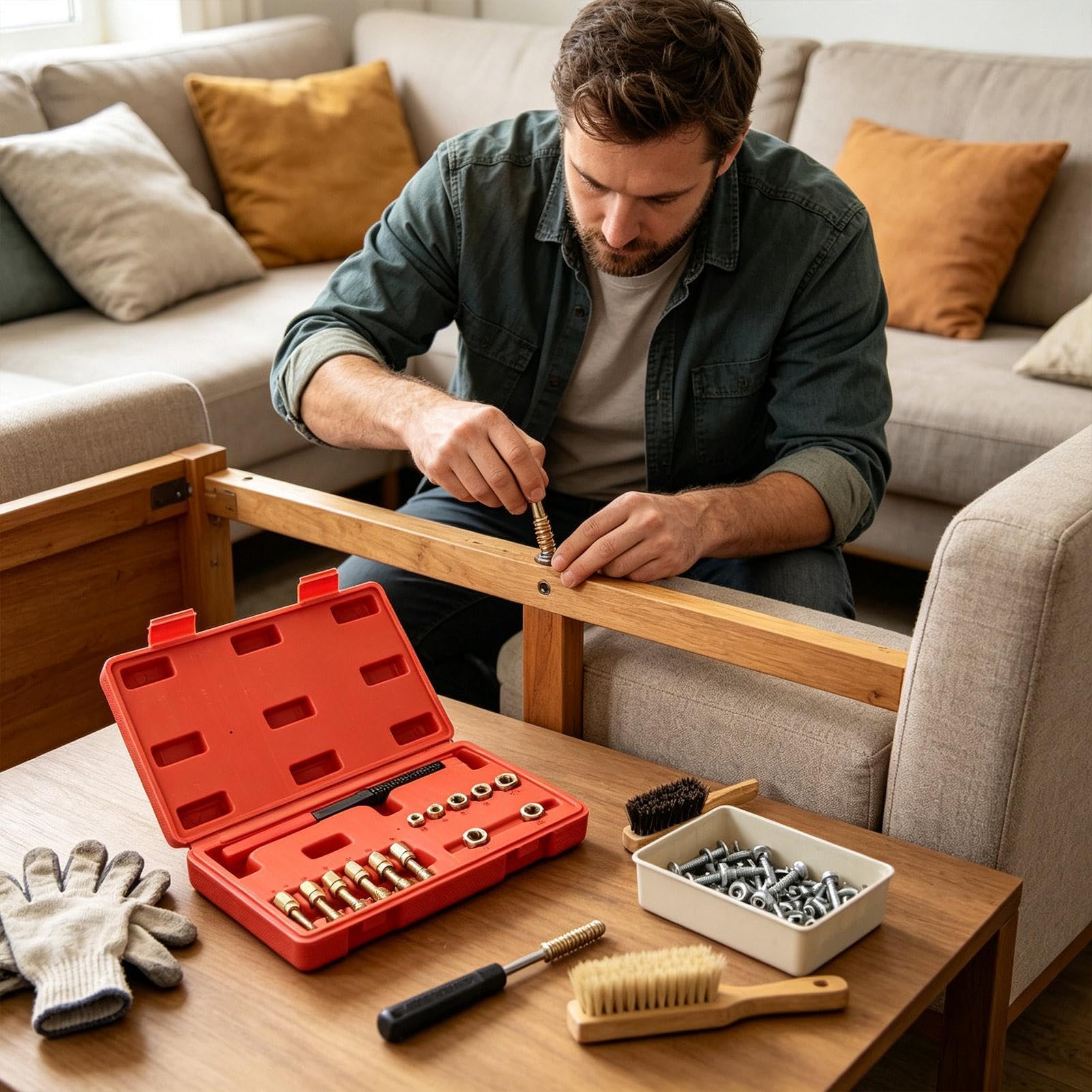 Kit Riparazione Filettature Attrezzo Metrico 15 Pezzi Portatile
