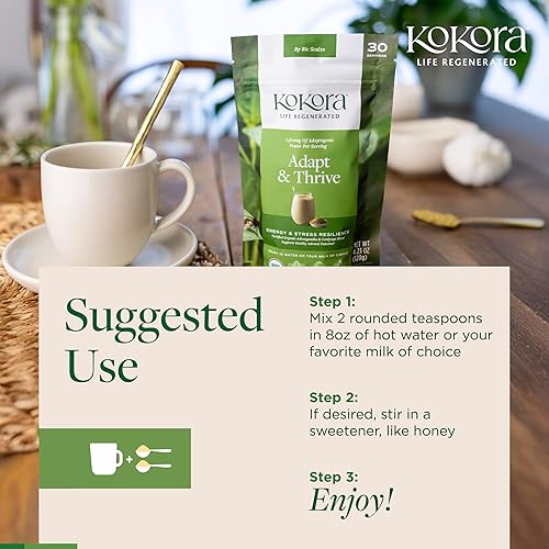 Miniatura 4 de Adapt & Thrive - Polvo orgánico de raíz de Ashwagandha - Cordyceps con Rhodiola y raíz de maca - Energiza y promueve una respuesta saludable al