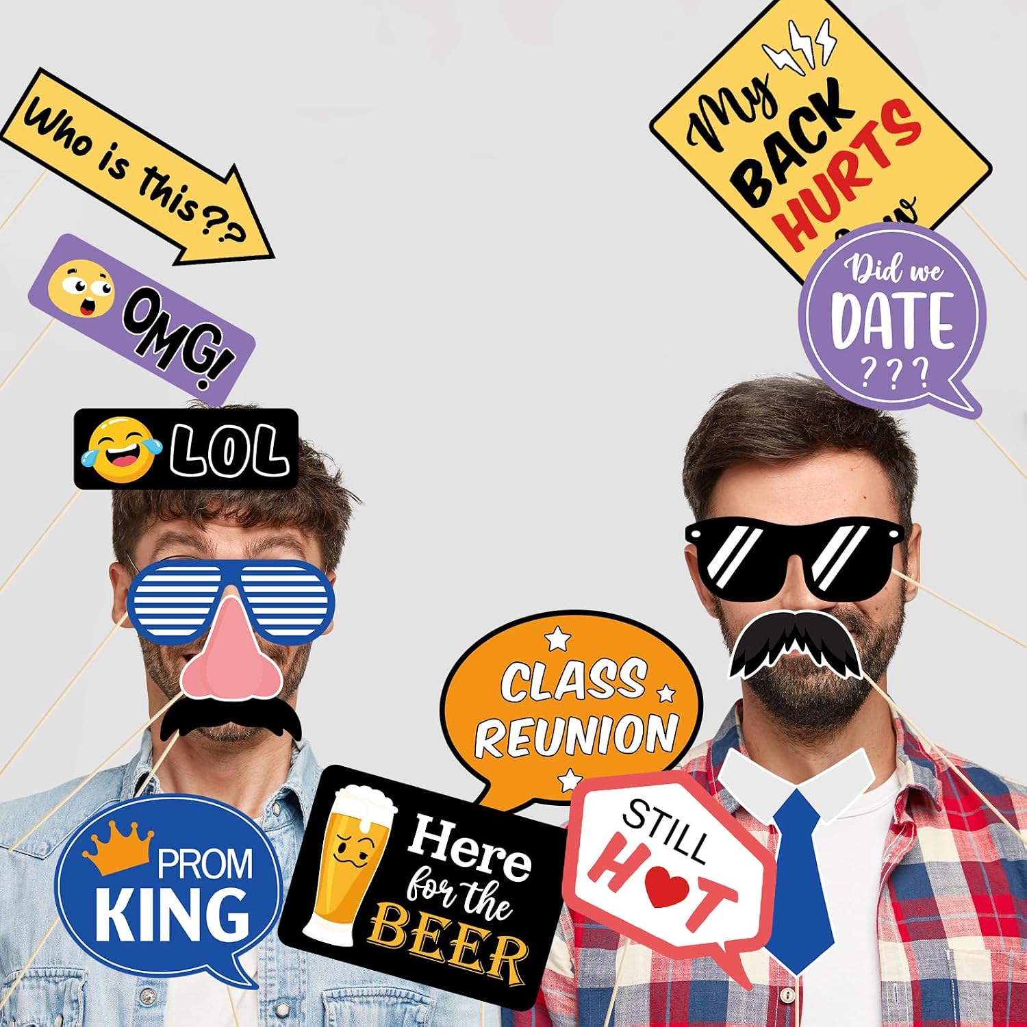 FOZEE 20Pcs Class Reunion Photo Booth Props