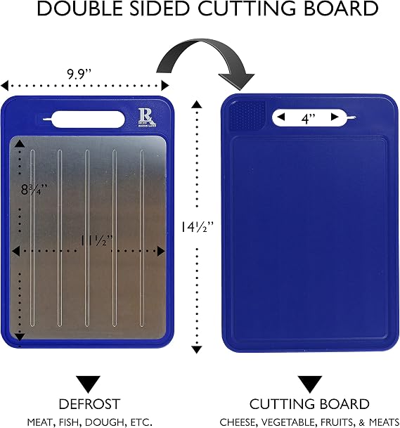 Reston Lloyd Multiple Function Cutting Board with Defrosting Tray, Zester & Knife Sharpner, Indigo