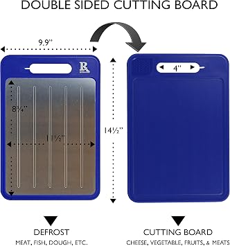 Reston Lloyd Multiple Function Cutting Board with Defrosting Tray, Zester & Knife Sharpner, Indigo