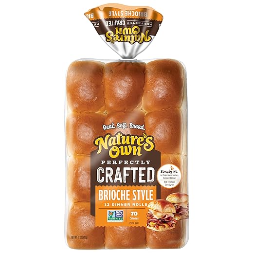 Nature's Own Perfectly Crafted Brioche Style Butter Rolls, Non-GMO Dinner Rolls, 12 Count