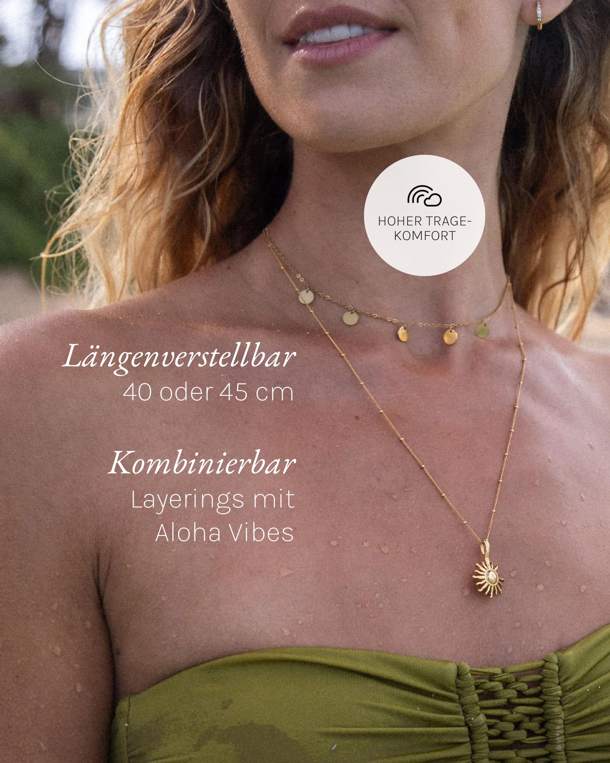 Purelei Kalea Kette Damen – Halskette Damen aus langlebigem Edelstahl – Wasserfeste Kette mit Anhänger – 40-45 cm Länge verstellbar – Halskette für deinen individuellen Look