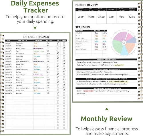 Miniatura 60 de Agenda de presupuesto, libro de presupuesto mensual con cuaderno de seguimiento de gastos, organizador de facturas sin fecha y planificador