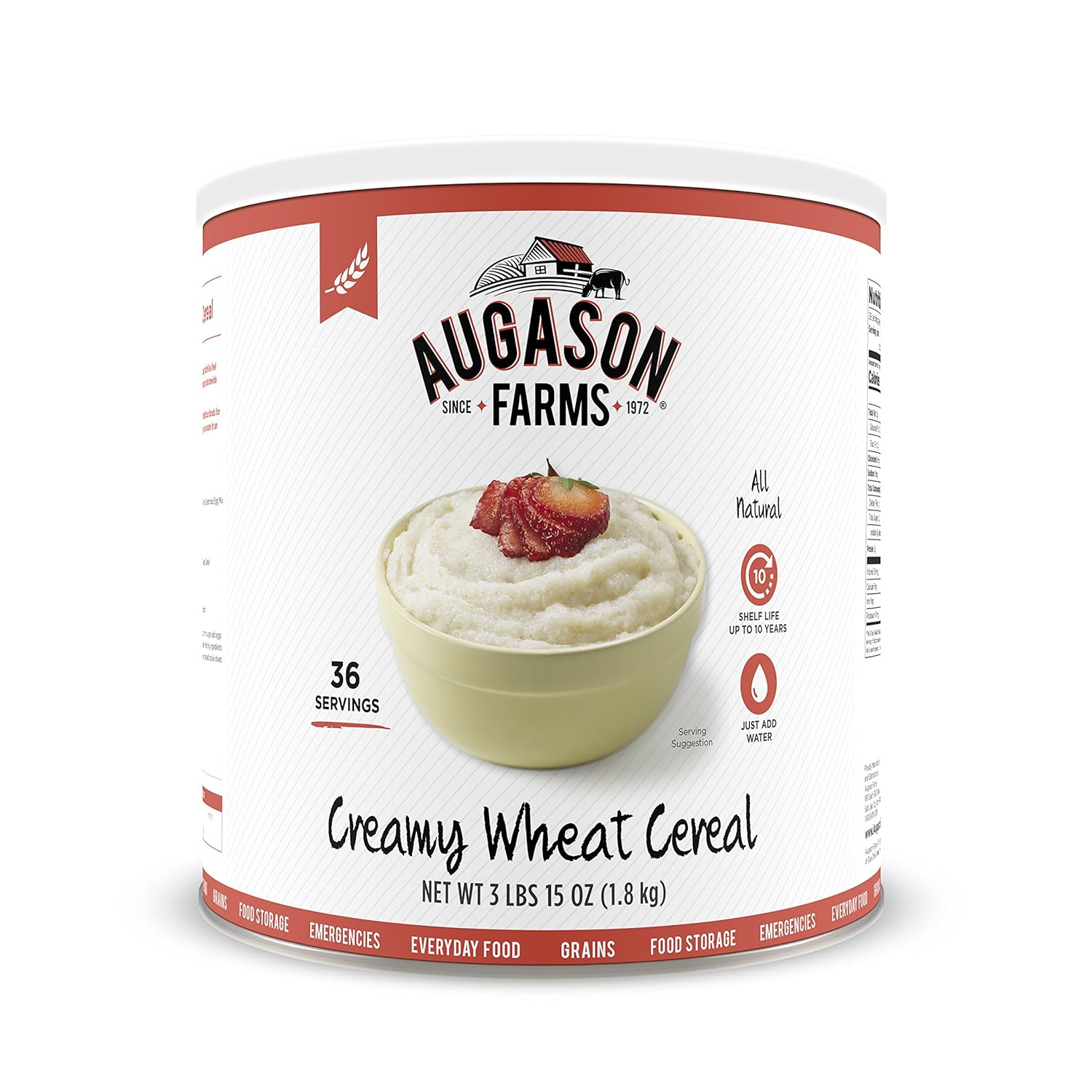 Augason Farms Creamy White Cereal - 63 Ounce