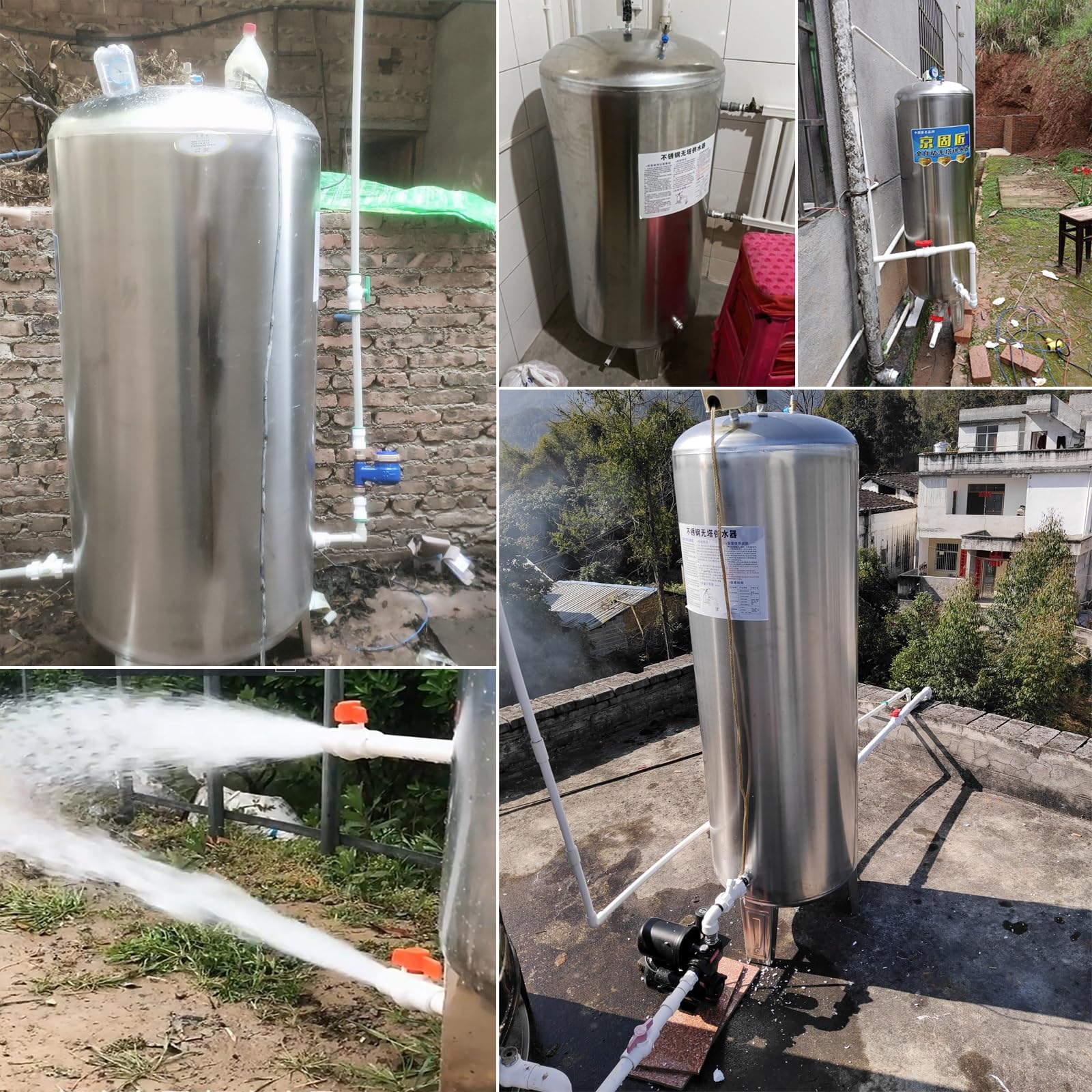 Vaso de expansión Tanque De Presión De Agua De Acero Inoxidable 304 - Tanque De Presión Para Bomba De Pozo Con Kit De Montaje Vertical Tanques De Almacenamiento De Agua A Presión(60L/15.8 Gallon)