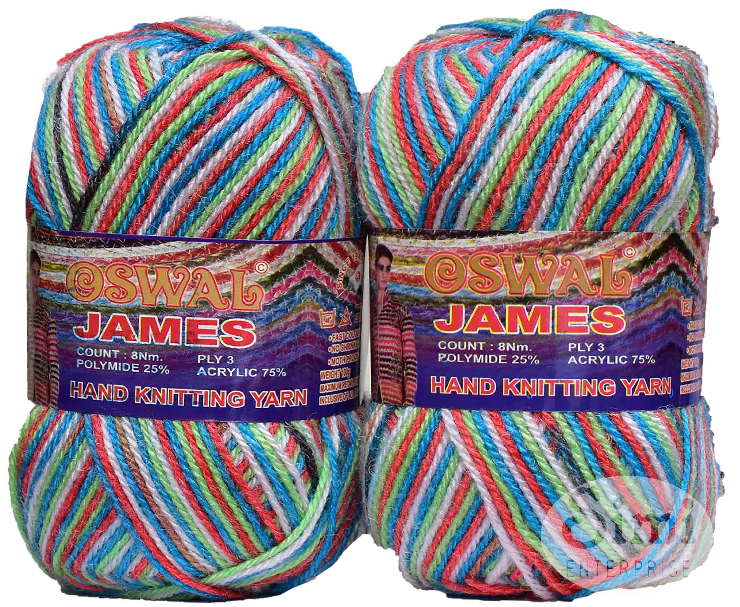 SIMI ENTERPRISEOswal James Knitting Yarn Wool, Rainbow Ball 200 gm Best Used with Knitting Needles, Crochet Needles Wool Yarn for Knitting. by Oswal