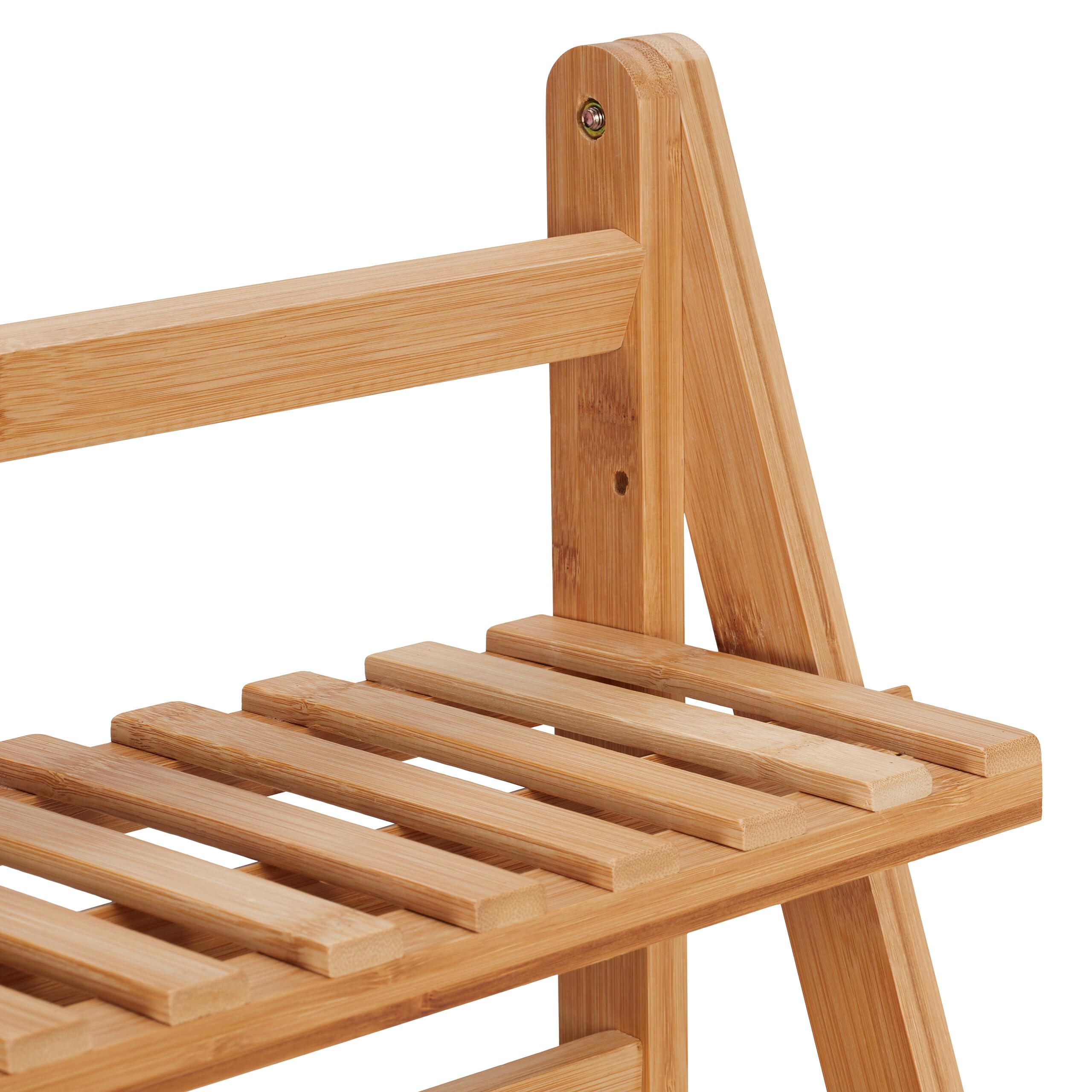 Relaxdays Blumenregal aus Bambus, Pflanzenständer mit 3 Ebenen, HxBxT: 96 x 99,5 x 37 cm, klappbare Blumentreppe, Natur