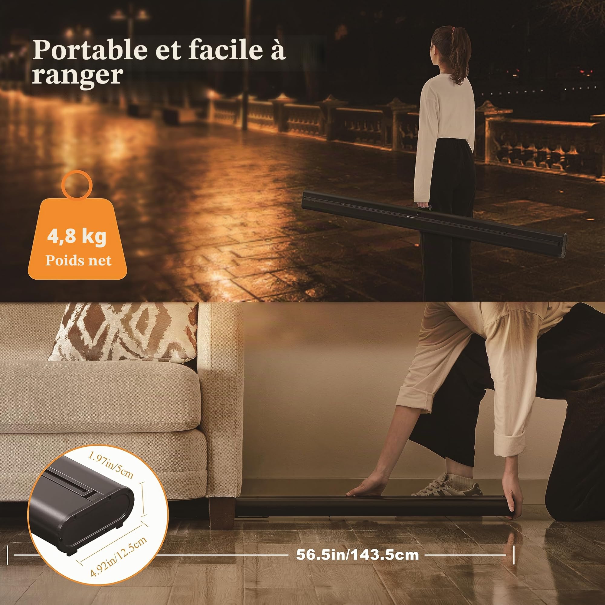 Projecteur sur toile avec support, toile de projection portable, écran projecteur 60 pouces 16:9, projection à distance ultra courte, design compact, idéal pour home cinéma, film intérieur et
