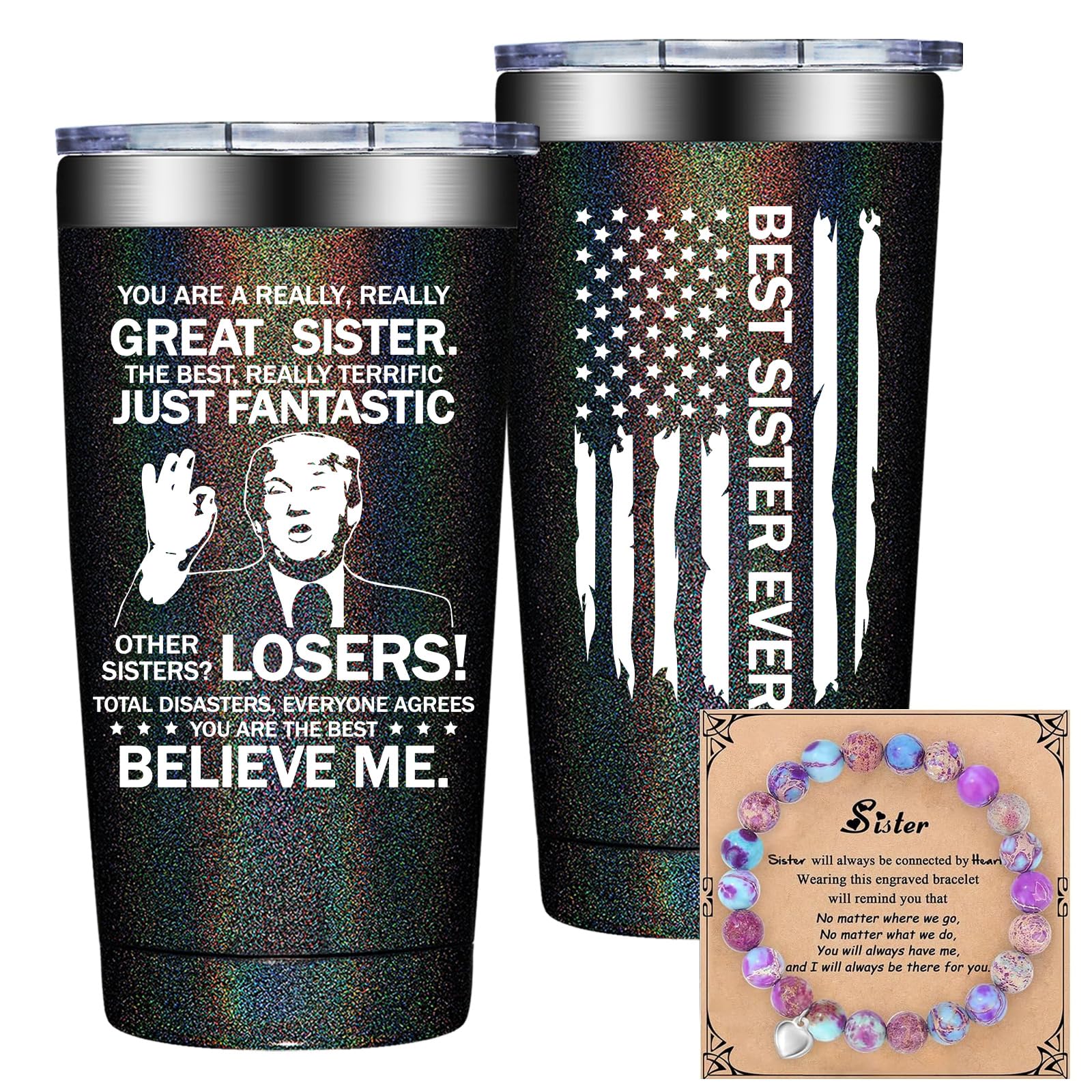 Grifarny Sisters Gifts from Sisters, Brother - Birthday Christmas Mothers Day Gifts for Adult, Big, Little Sister - You Are a Really Really Great Best Sister Ever Tumbler 20oz