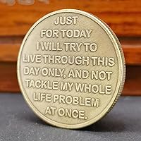 Vista 3 de Sunrise Serenity Lucky Coin One Day at A Time - Token de bolsillo, regalo para hombres o mujeres, medallón de sobriedad AA para recuperación